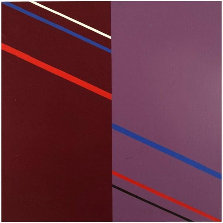 Lennart Krrabo, Suède, huile sur toile, composition abstraite, 1982