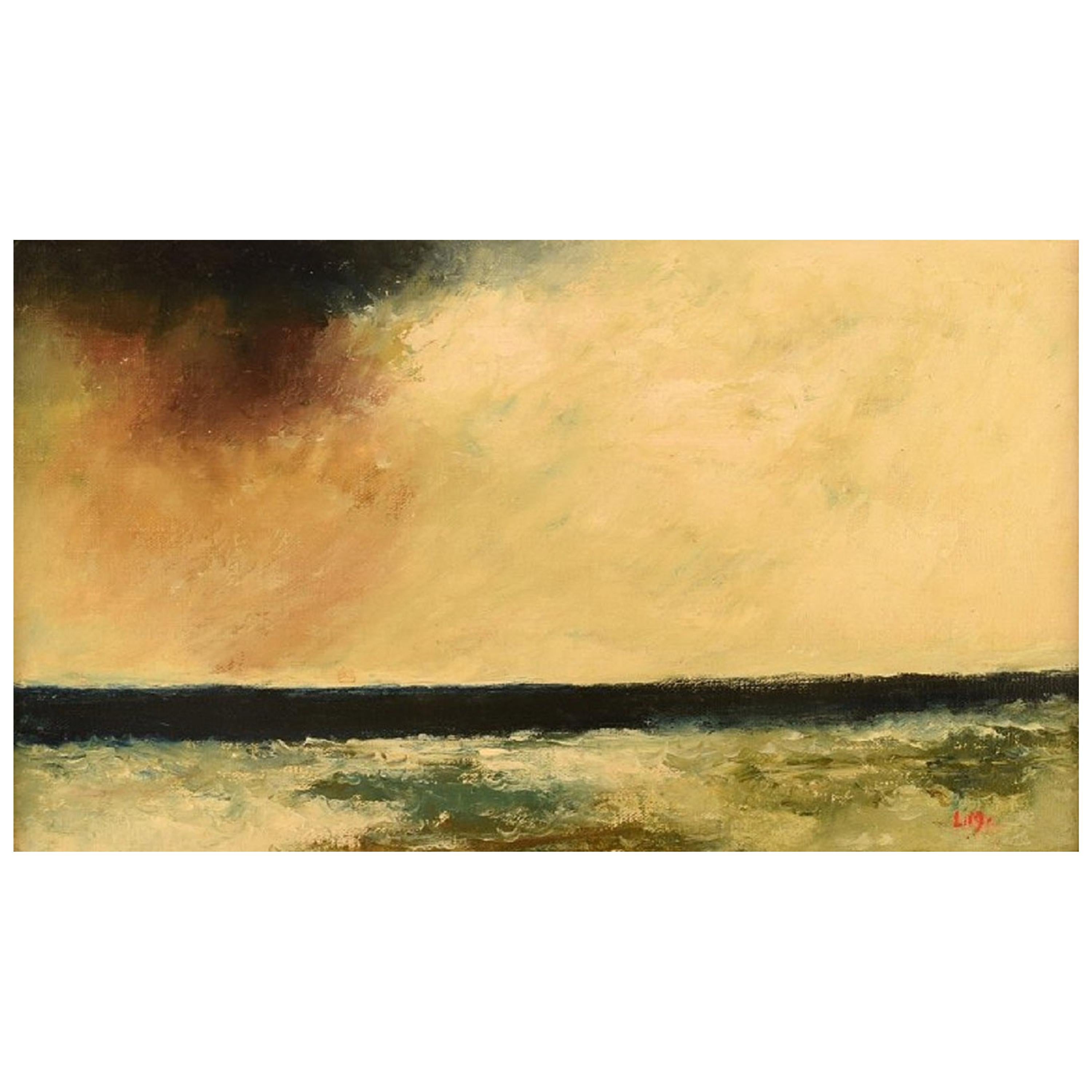 Lennart Malmström, Sweden, Oil on Canvas, "Blue Horizon", Modernist Landscape
