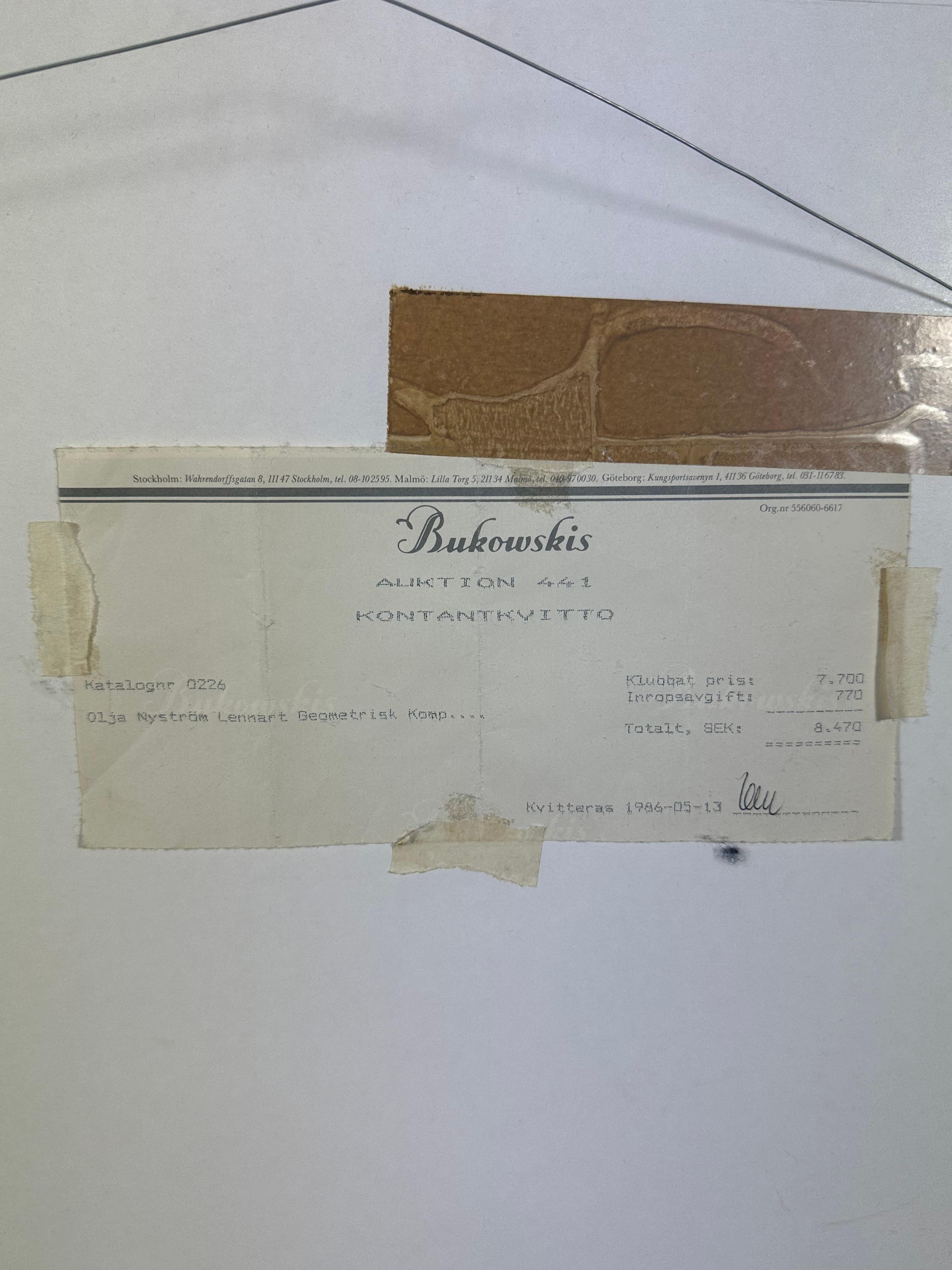 Lennart Nyström Color painting mixed media   Signed dated 1986.
Dimension of the drawing: 60x77 cm with frame : 65X81 cm
framed with protective glass 
good condition 
