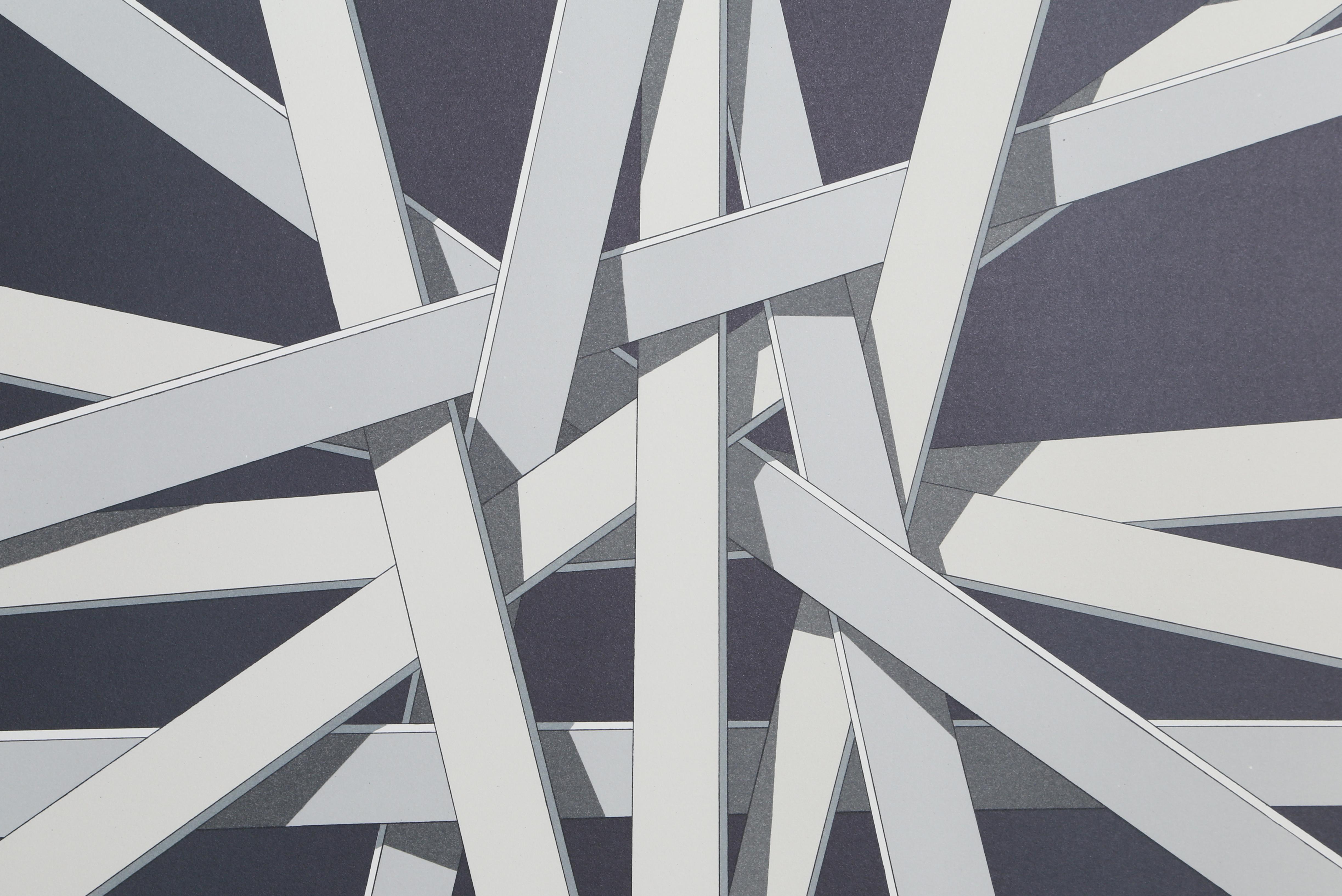 Composizione in blu, dittico litografico contemporaneo di Lennart Nystrom - Abstract Print Grigio di Lennart Nyström