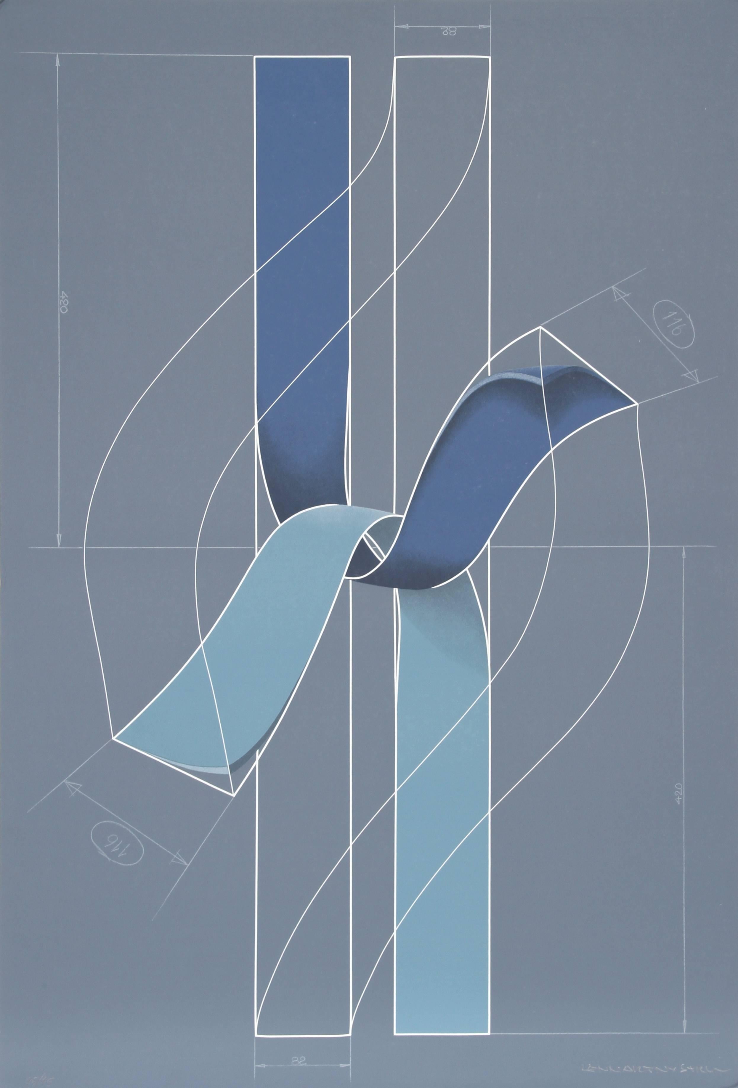Ribbons, Geometric Abstract Serigraph by Lennart Nystrom