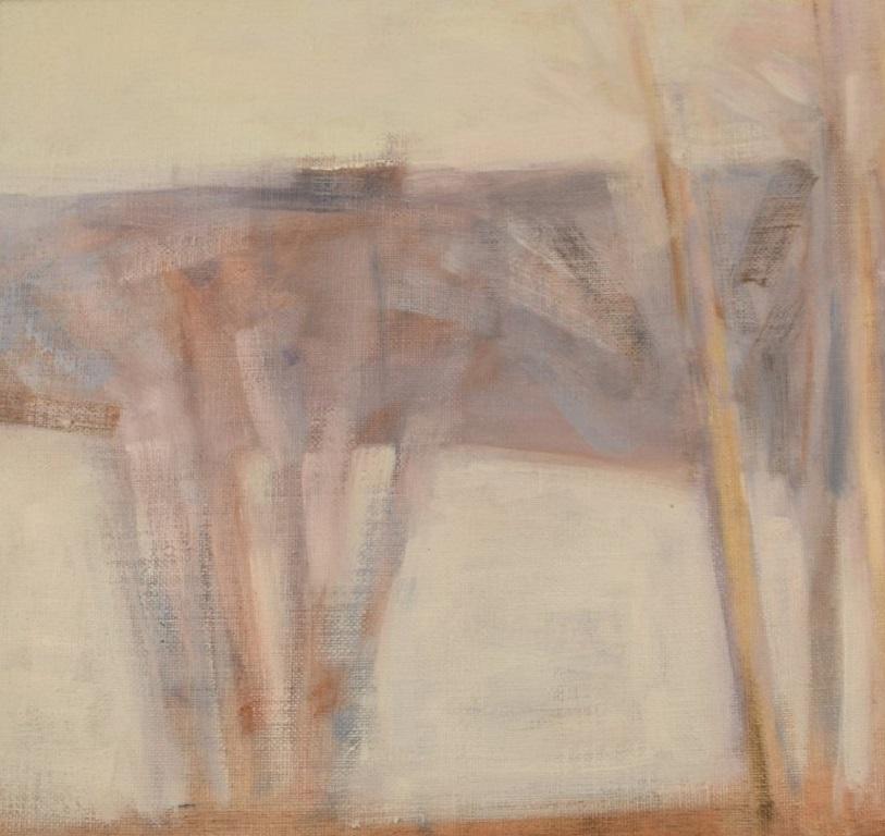 Swedish Lennart Palmér, Sweden, Oil on Canvas, Modernist Landscape with Trees For Sale