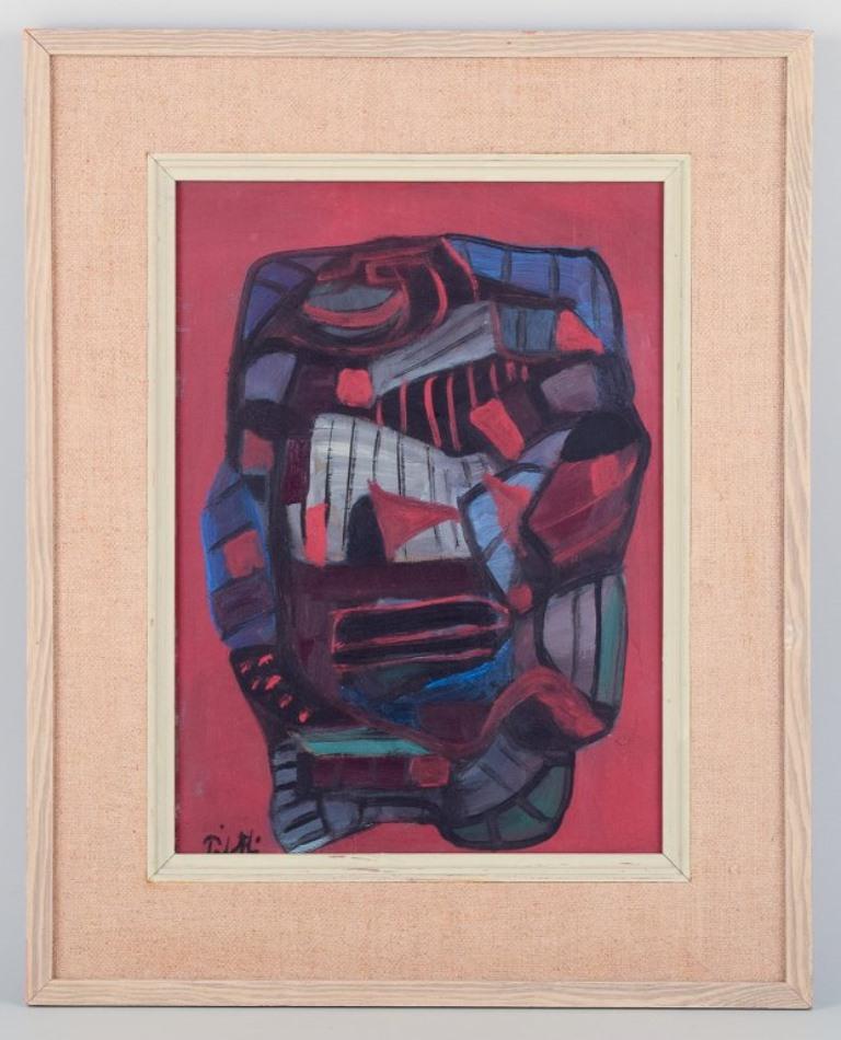 Lennart Pilotti (1912-1981), Swedish artist. 
Oil on board. Abstract composition.
Signed.
1960/70s.
Perfect condition.
Dimensions: 31.5 cm x 23.0 cm.
Total: 45.8 cm x 36.8 cm.