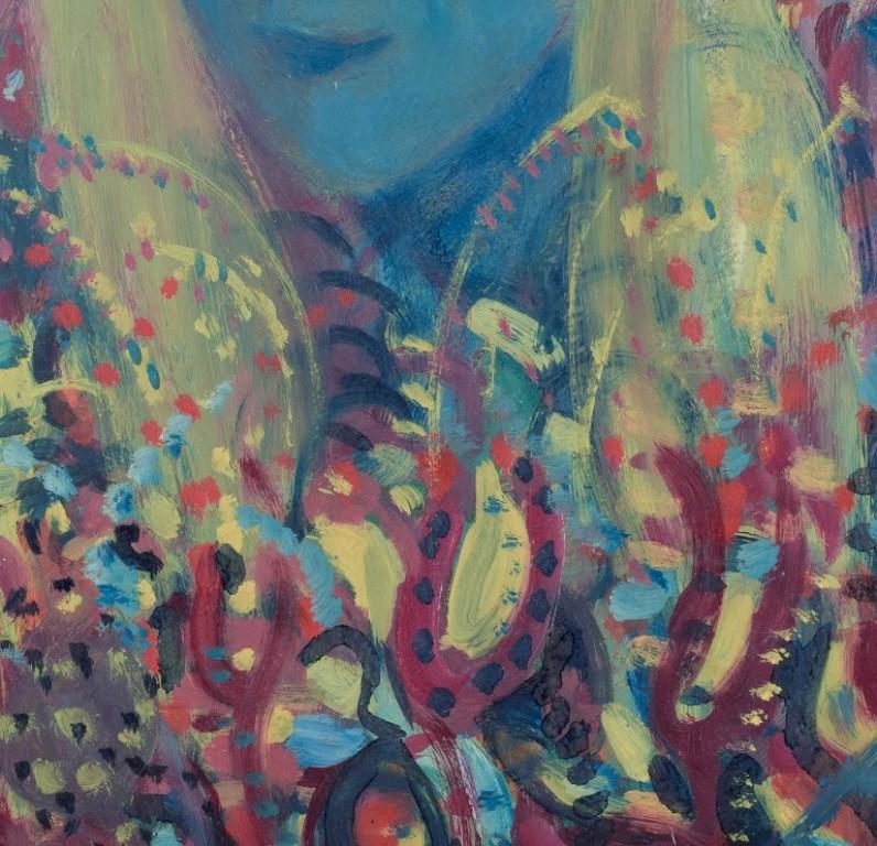 Lennart Pilotti (1912-1981), schwedischer Künstler. Öl auf Karton. Porträt einer Frau im Zustand „Hervorragend“ im Angebot in Copenhagen, DK