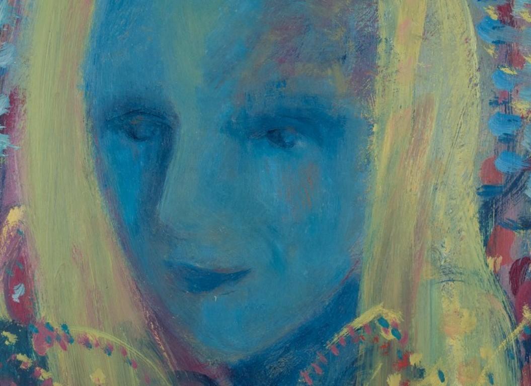 Other Lennart Pilotti (1912-1981), Swedish artist. Oil on board. Portrait of woman For Sale