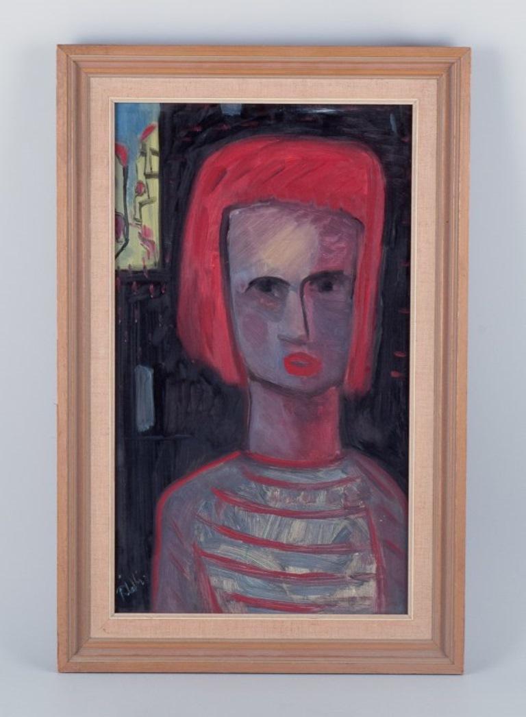 Lennart Pilotti (1912-1981), schwedischer Künstler.
Öl auf Karton.
Modernistisches Porträt einer jungen Frau.
Ungefähr in den 1970er Jahren.
In perfektem Zustand.
Unterschrieben.
Abmessungen: H 45,5 cm x B 26,0 cm.
Gesamt: H 55,5 cm x 36,5 cm.