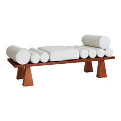 Lennon Daybed, Ivory Bouclé & Wood Daybed by Christian Siriano
