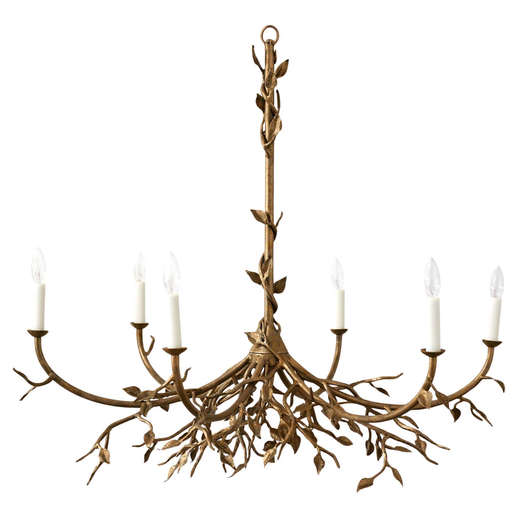 Lennox Branching Leaf-Kronleuchter aus gealtertem Gold