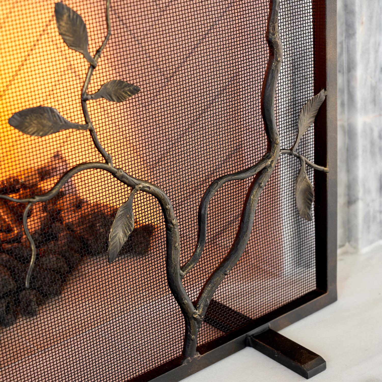 Welded Lennox Fireplace Screen in Aged Gold For Sale