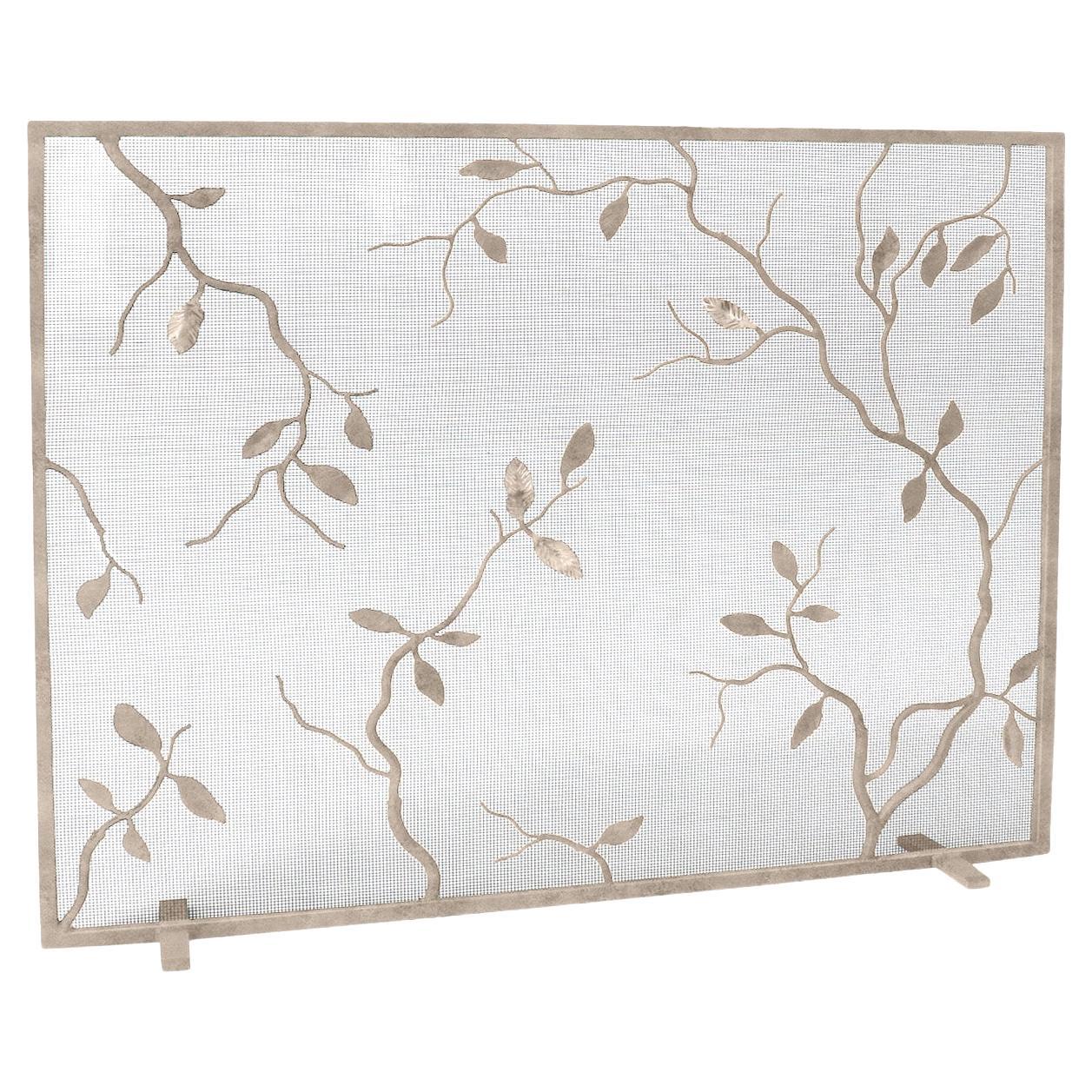 Lennox Fireplace Screen in Aged Silver For Sale