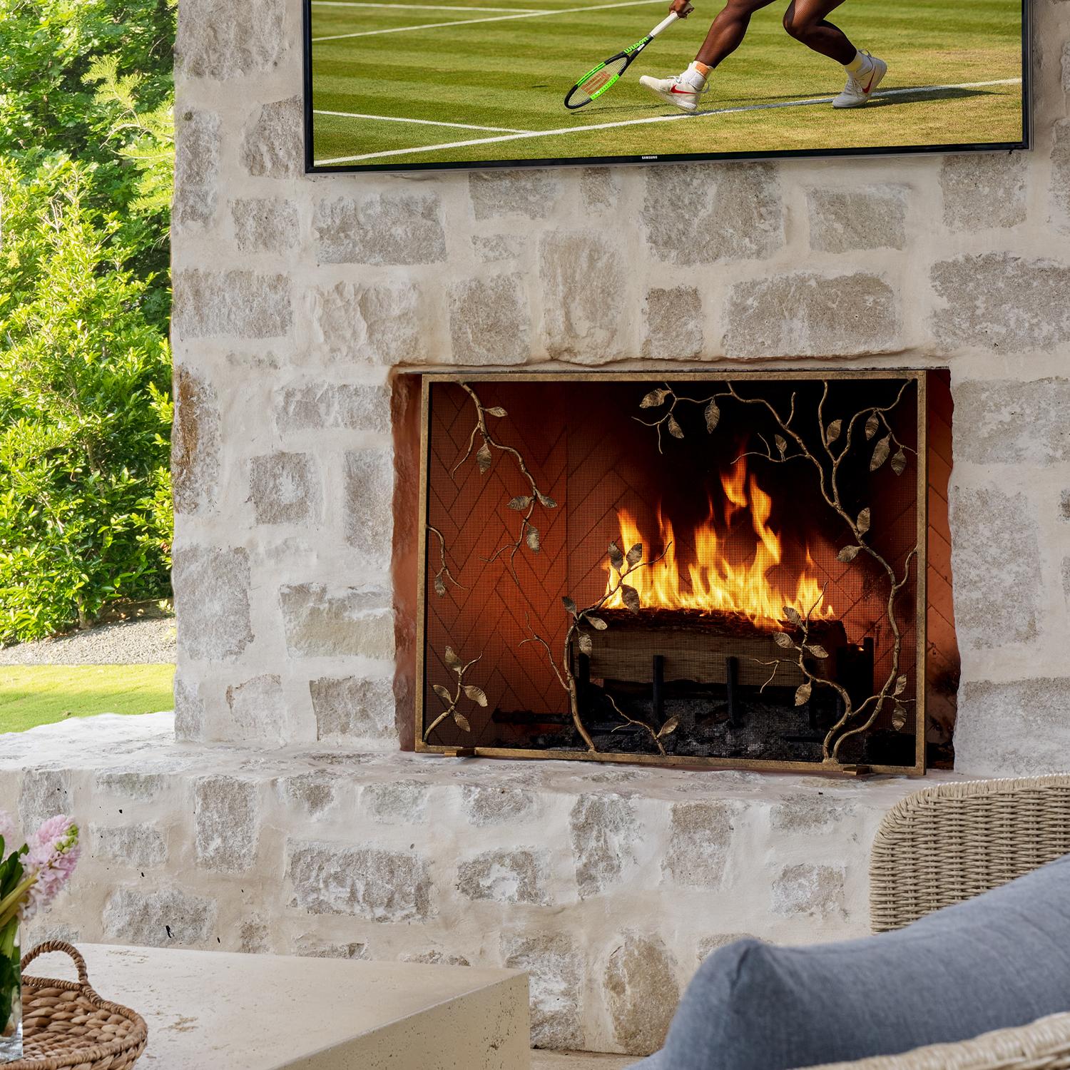 American Lennox Fireplace Screen in Warm Black For Sale