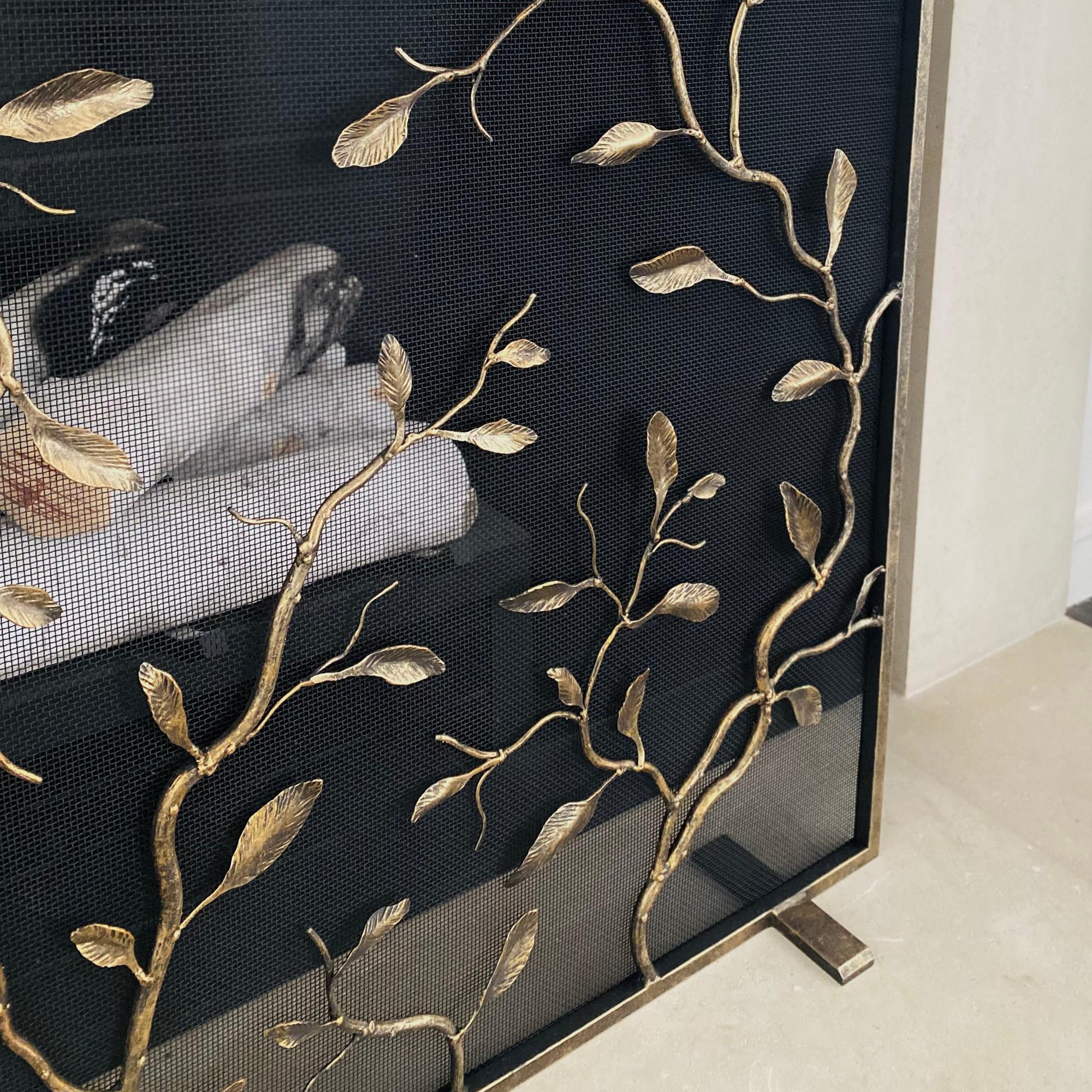 Iron Lennox Fireplace Screen in Warm Black For Sale