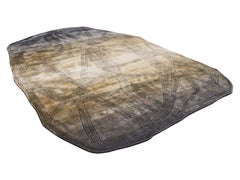 LENNOX Hand Tufted Modern Shaped Silk Rug in Ash Gold Colour by Hands