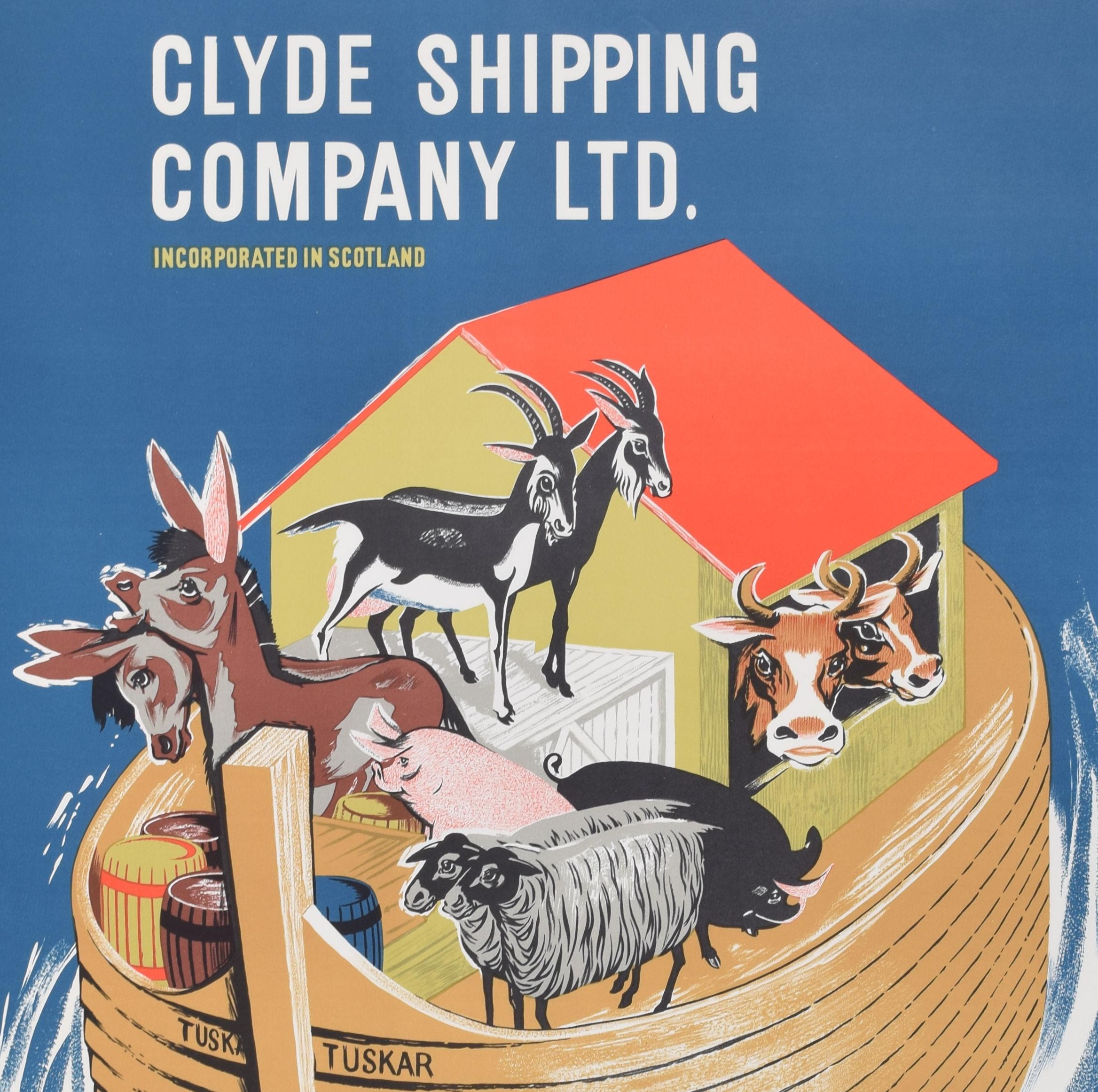 Affiche originale de 1960 « Noah's Ark pour Clyde Shipping Company » par Lennox Paterson en vente 1