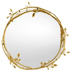 Lennox-Wandspiegel mit Weinreben- und Blättern aus Brillantgold