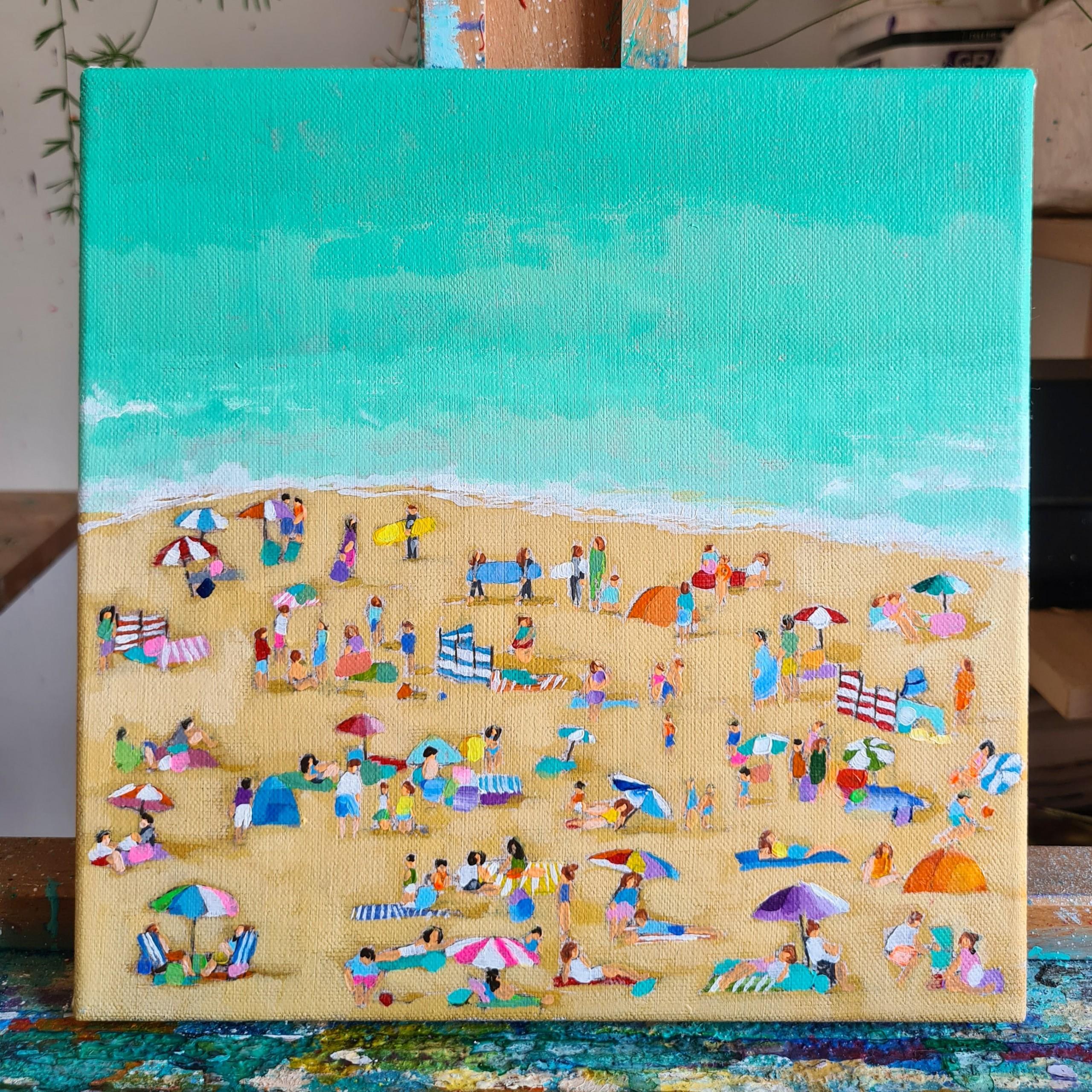 Mini Windbreak Beach, Lenny Cornforth, Contemporary art, Seascape, Aerial view For Sale 2