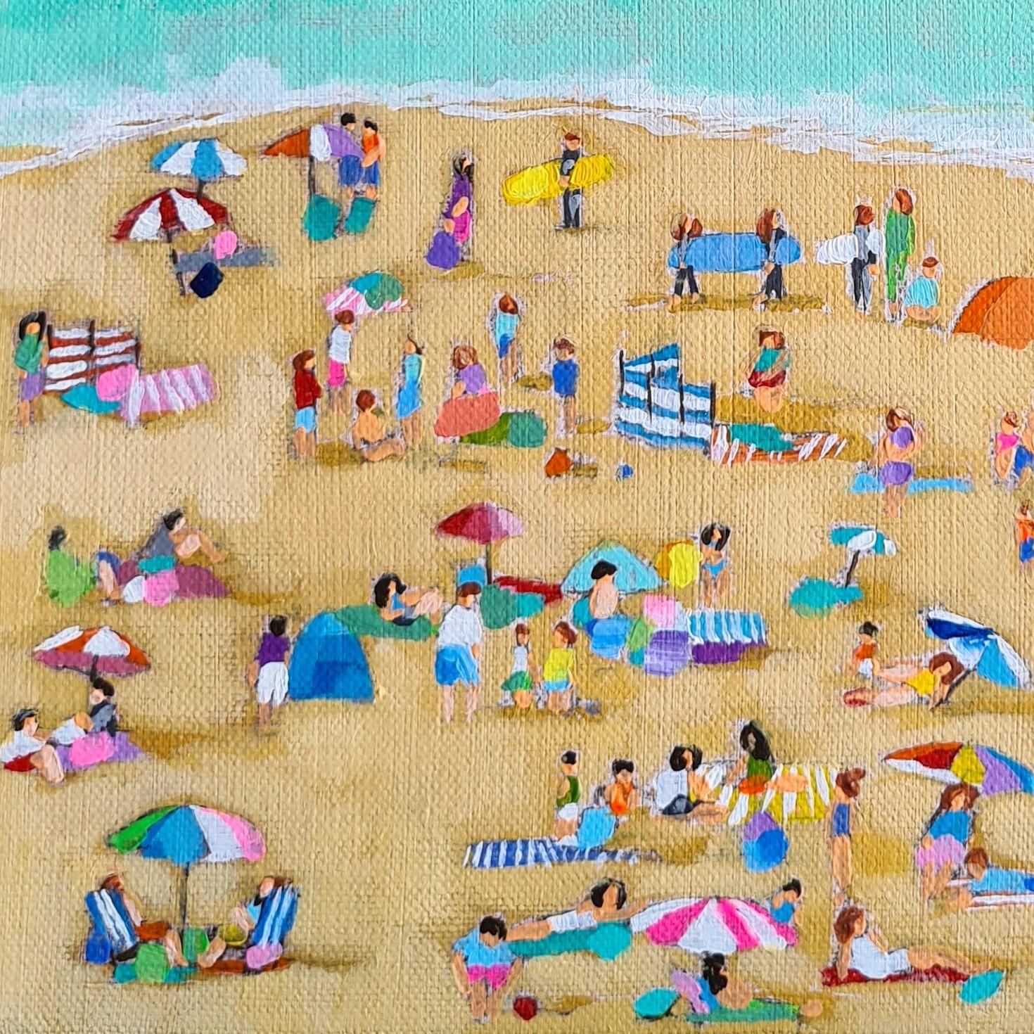 Mini Windbreak Beach, Lenny Cornforth, Contemporary art, Seascape, Aerial view For Sale 3