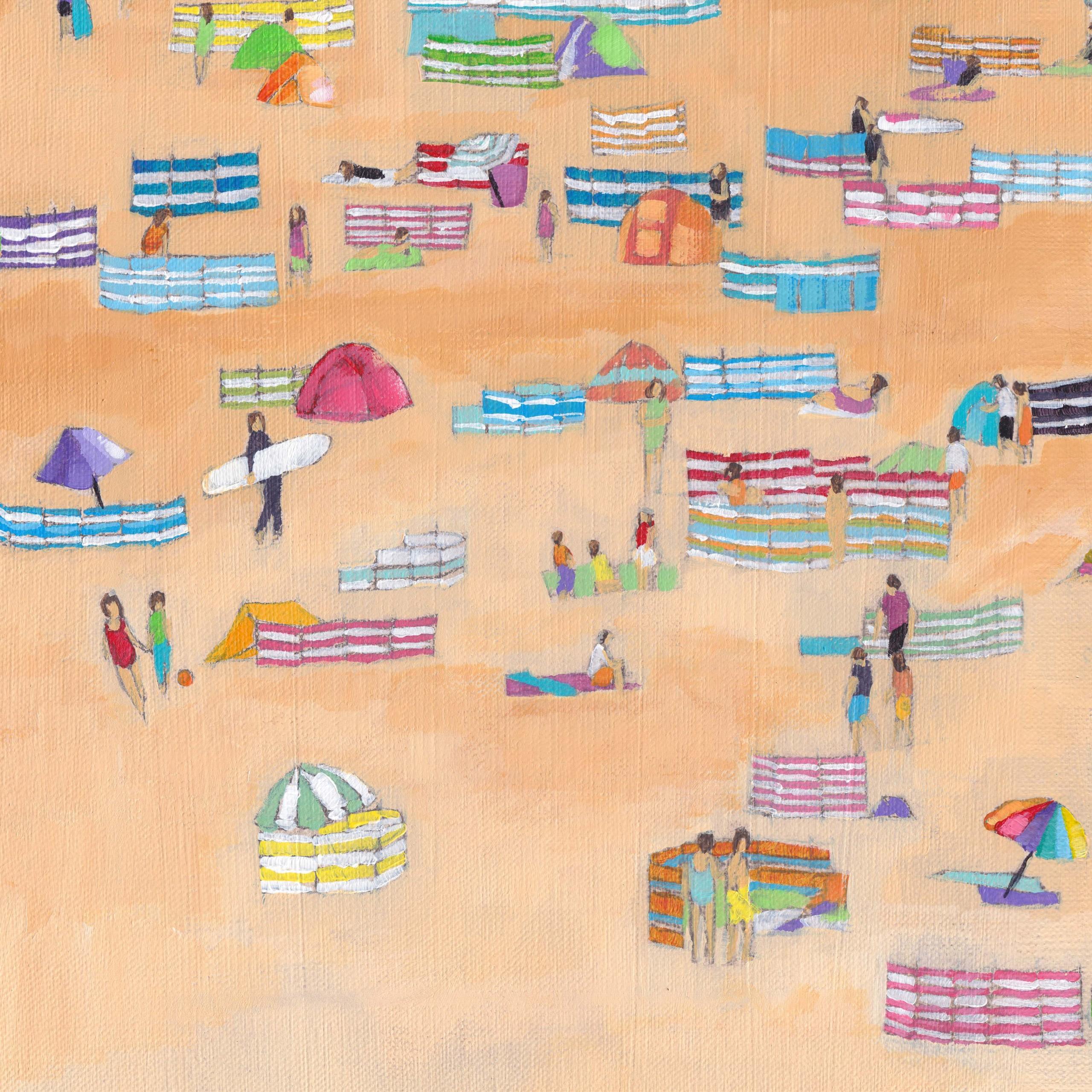 Windbreak Beach, Beach Art, Seascape Painting, Coastal Figurative Artwork For Sale 5