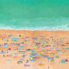 Windbreak Beach, Beach Art, Seascape Painting, Coastal Figurative Artwork