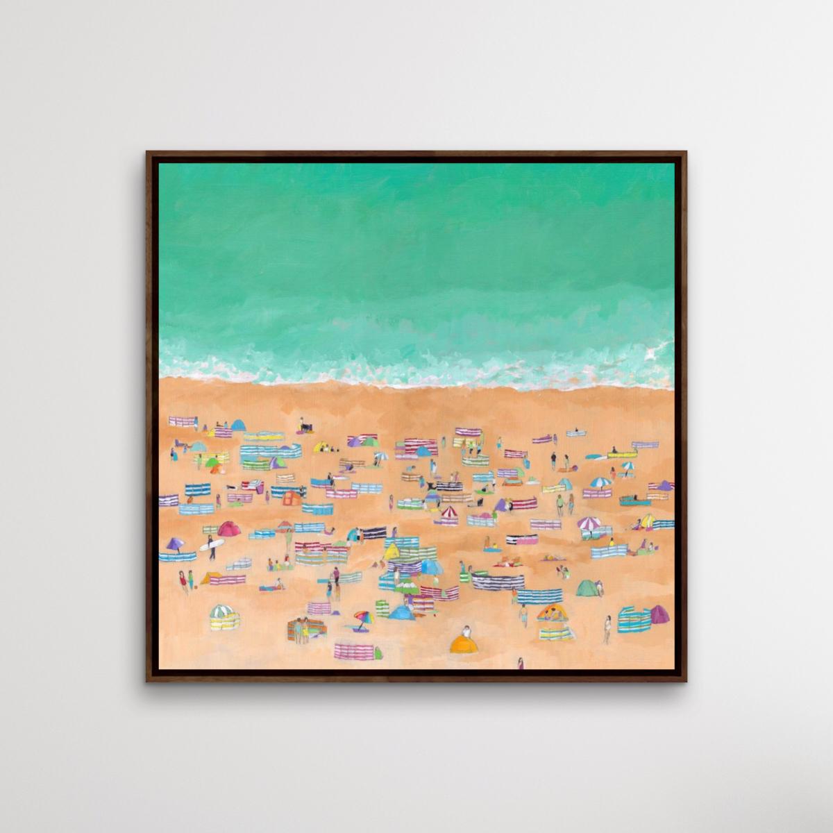 Windbreak Beach, Lenny Cornforth, Beach art, Seascape painting, 2022 - Contemporary Painting by Lenny Cornforth 