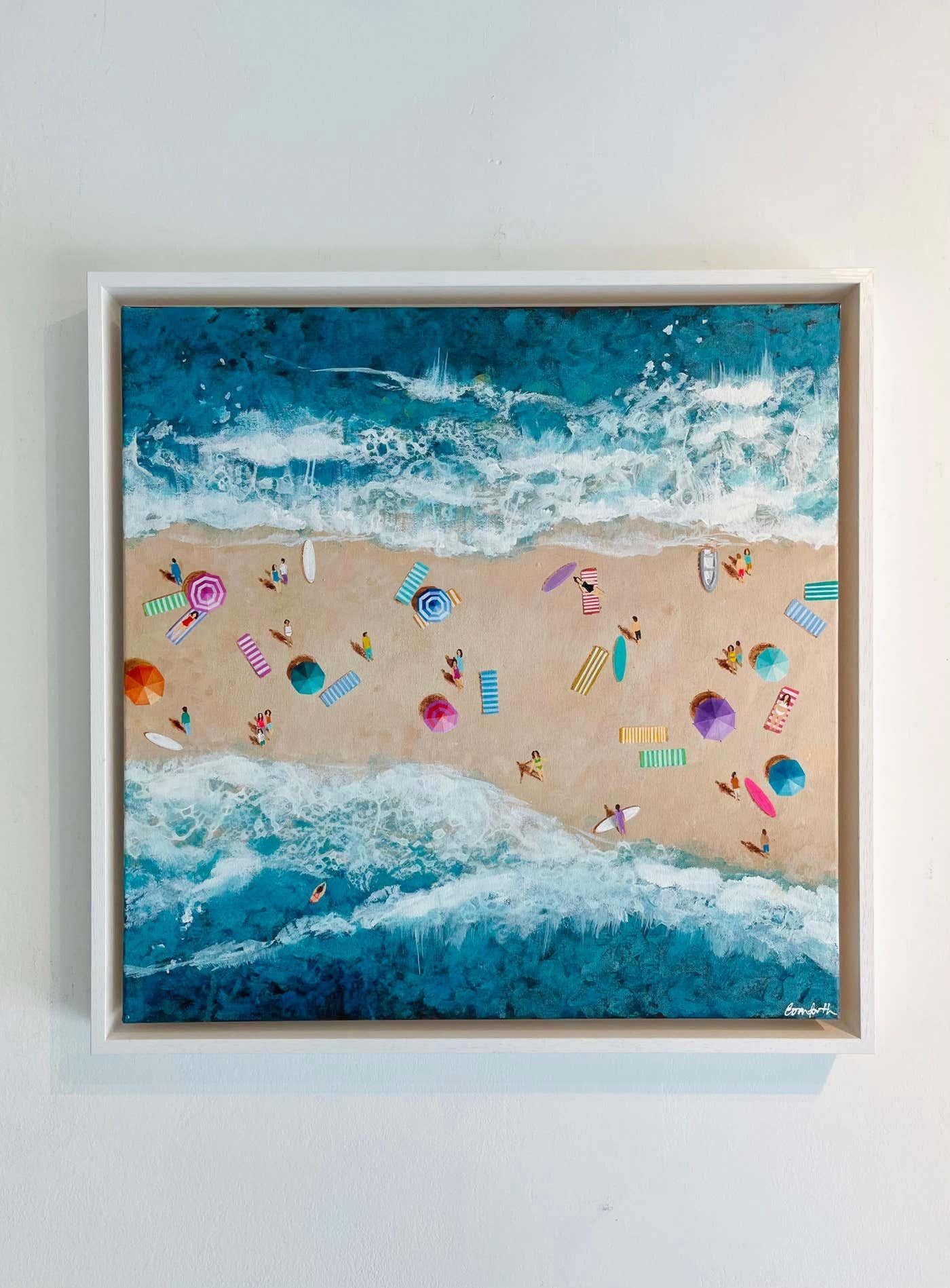 Sandbar-original modern impressionism seascape oil painting-contemporary Art - Painting by Lenny Cornforth
