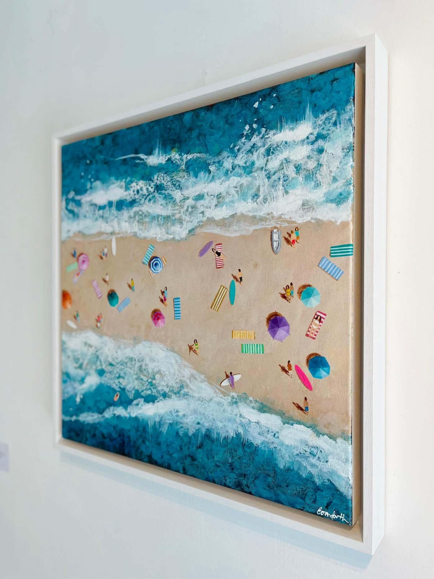 Sandbar-original modern impressionism seascape oil painting-contemporary Art - Realist Painting by Lenny Cornforth