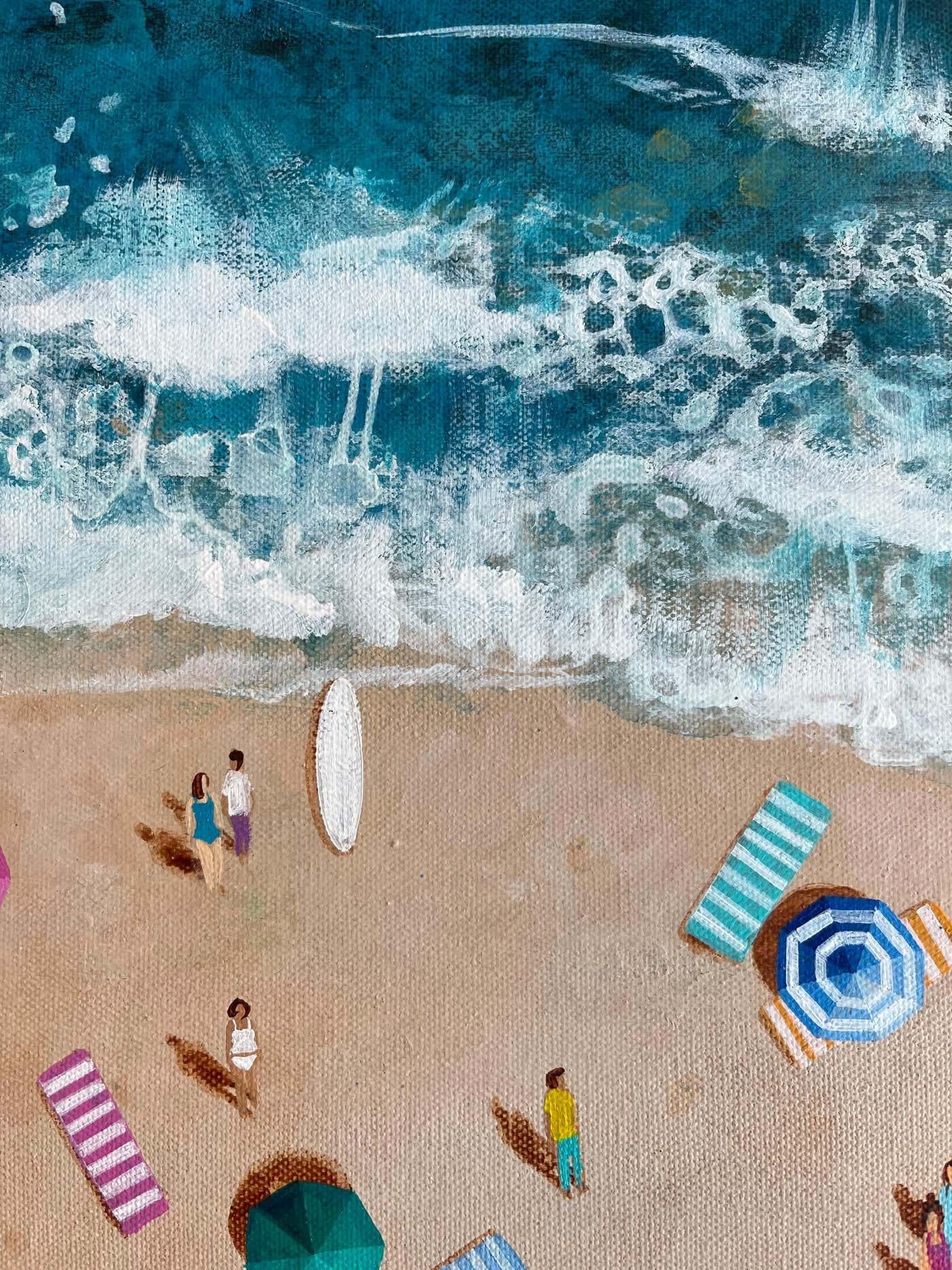 Barre de sable - peinture à l'huile impressionniste et moderne - Art contemporain - Gris Landscape Painting par Lenny Cornforth