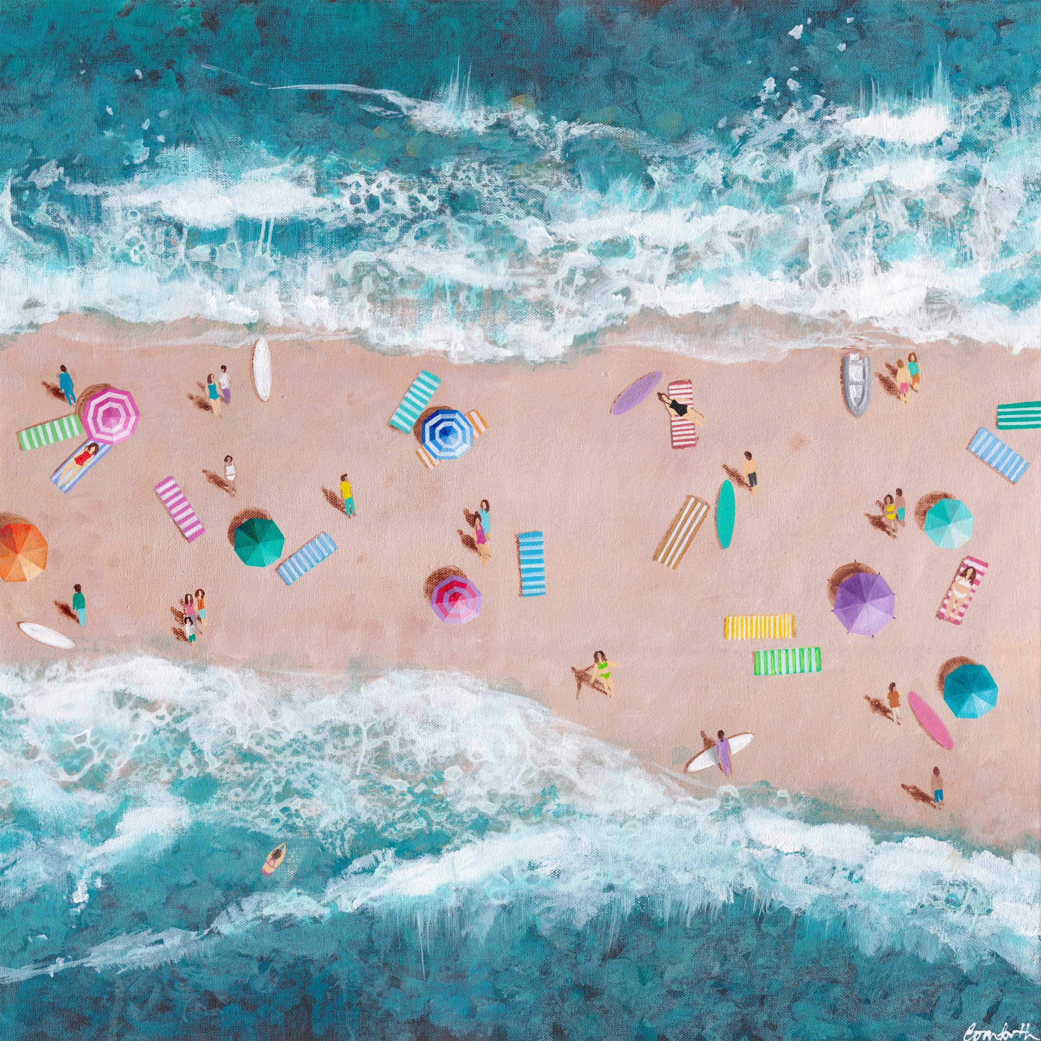 Sandbar-originale moderno impressionismo paesaggio marino-pittura ad olio-arte contemporanea