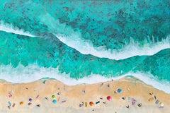 Used The Big Turquoise Wave-ORIGINAL Impressionism seascape painting-contemporary Art