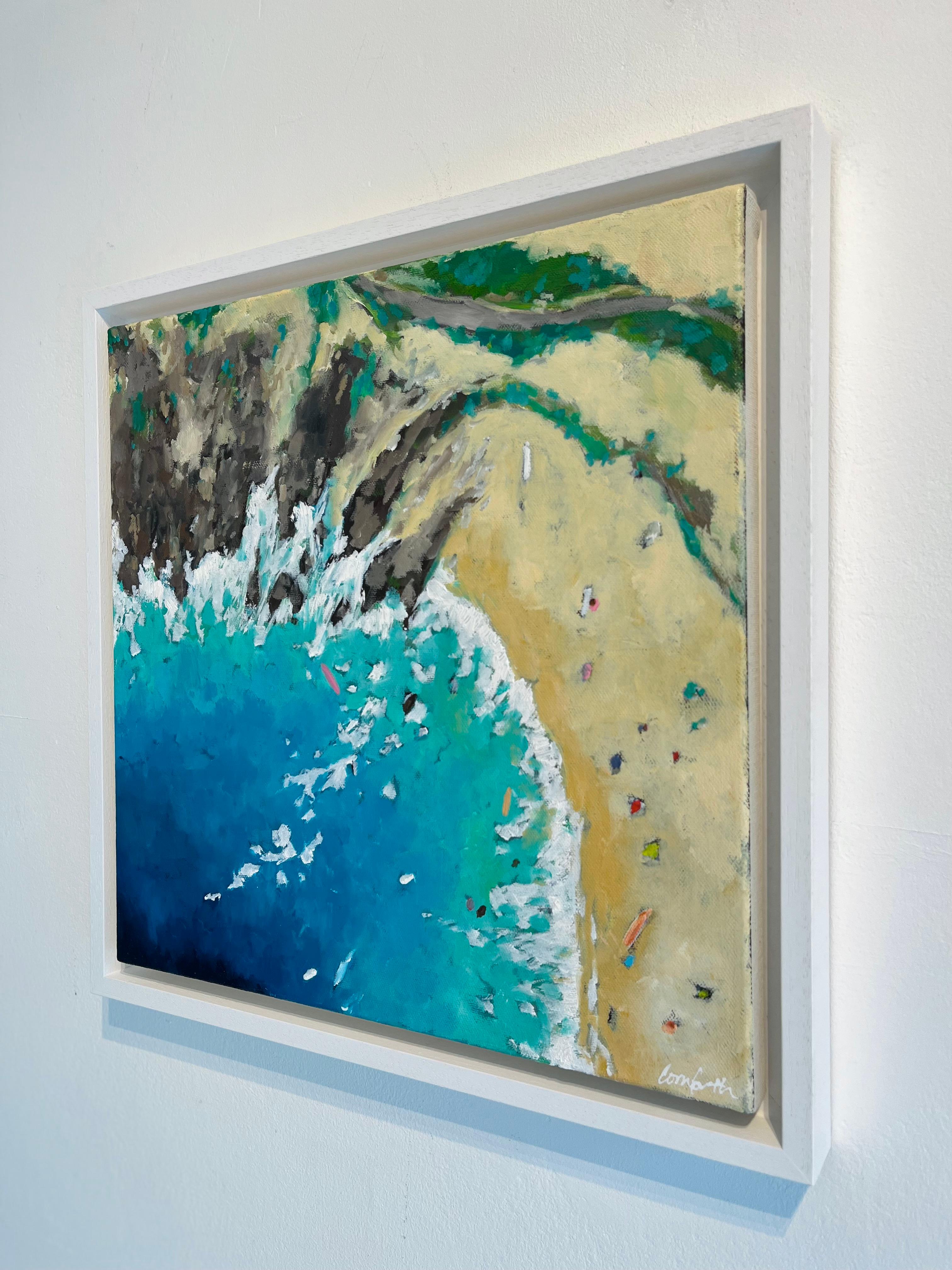 Daymer Bay-Pintura de paisajes marinos costeros del impresionismo original-Arte moderno - Painting Realista de Lenny Cornforth