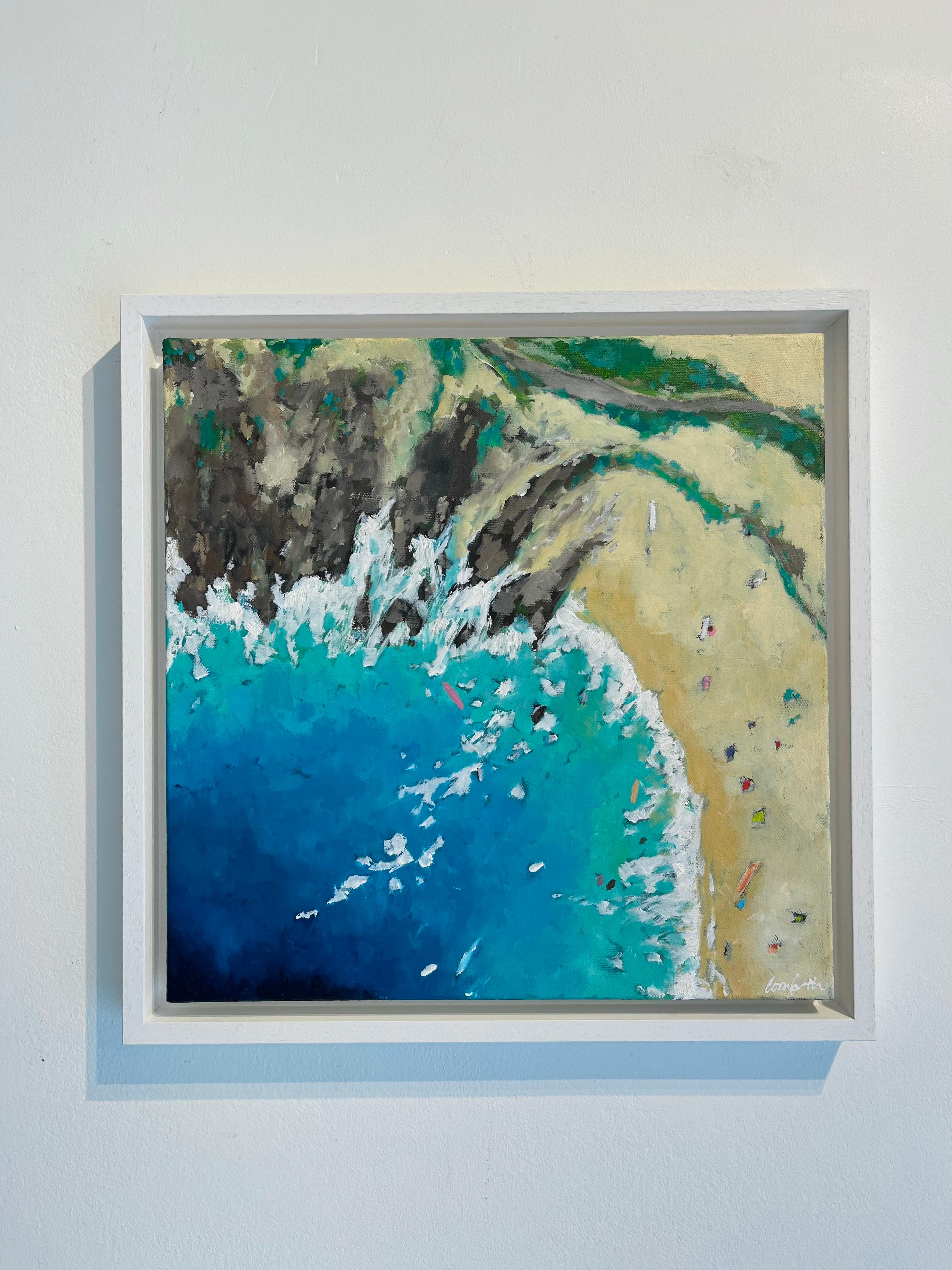 Daymer Bay-impressionnisme original-peinture de mer-littoral-art contemporain - Réalisme Art par Lenny Cornforth
