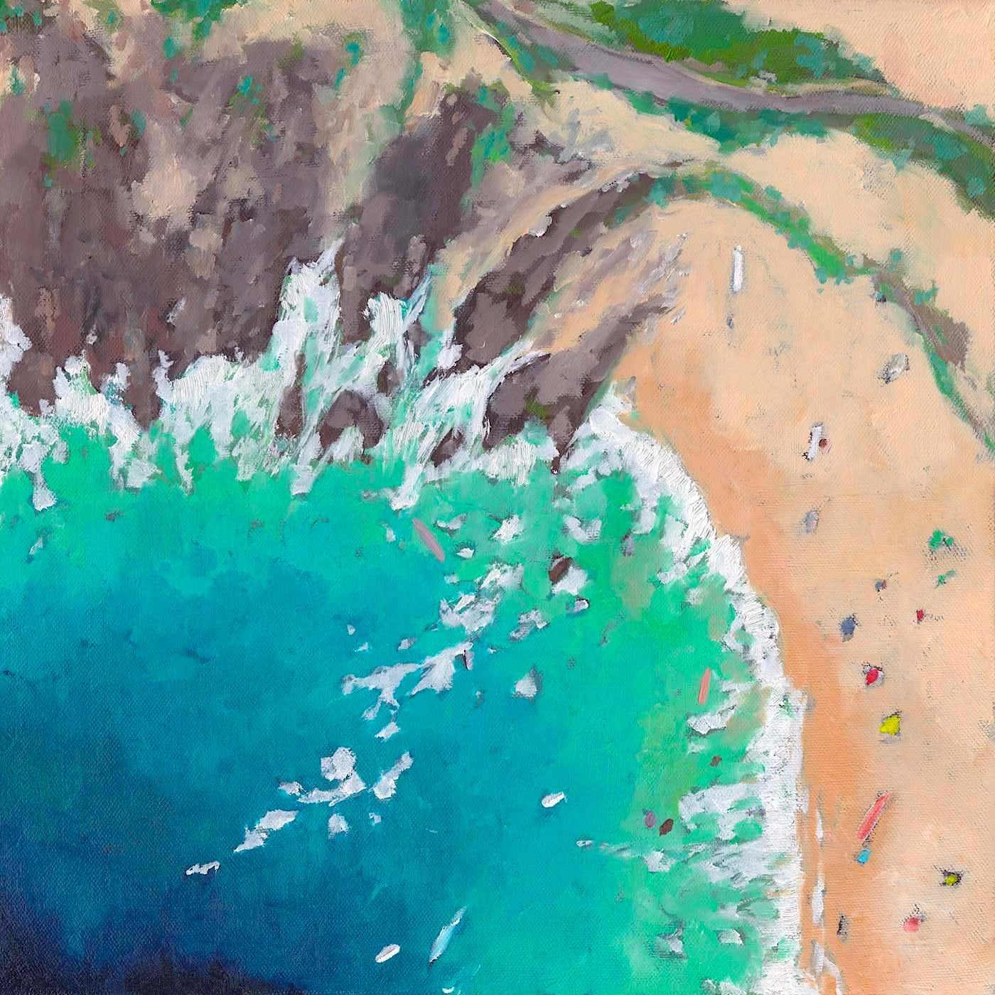 Daymer Bay-impressionnisme original-peinture de mer-littoral-art contemporain - Art de Lenny Cornforth