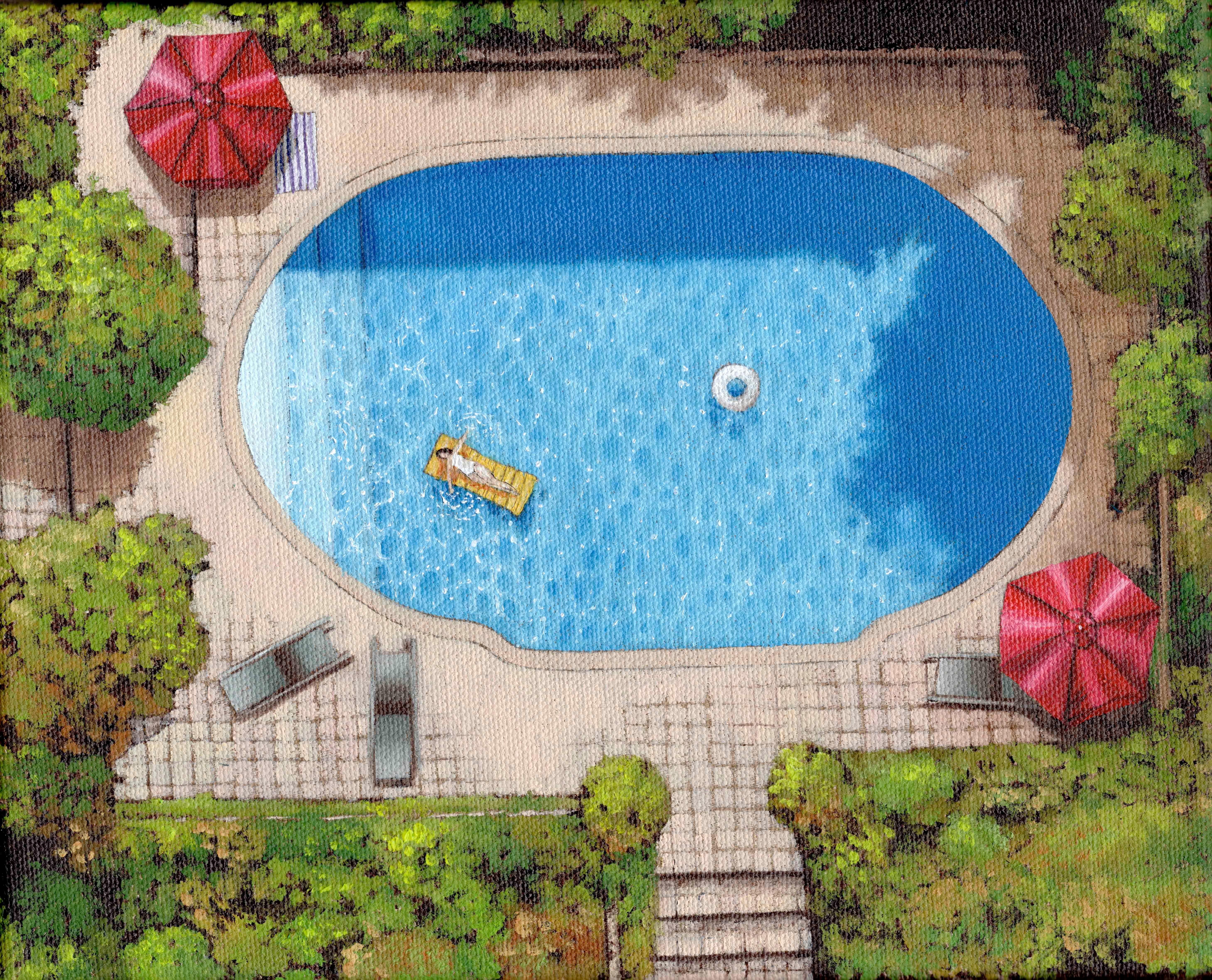 Fantasy Pool - original impressionism waterscape artwork - oil painting