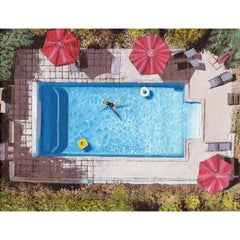 French Pool - original impressionism waterscape artwork - oil painting