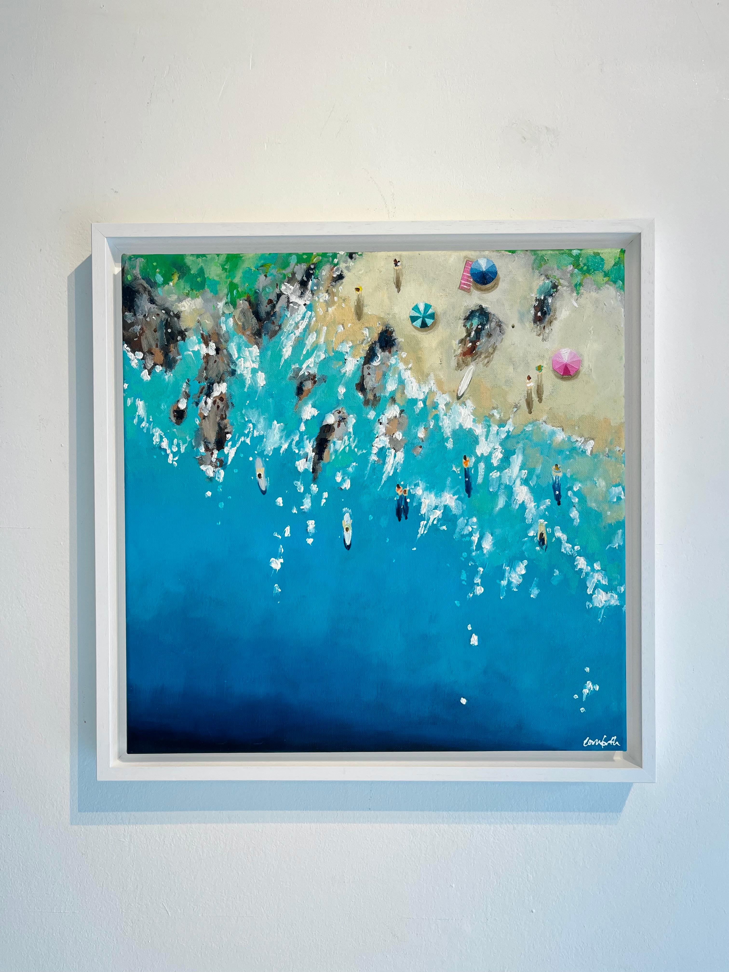 Greenaway Beach-original impressionism ocean-seascape painting-contemporary Art - Painting by Lenny Cornforth