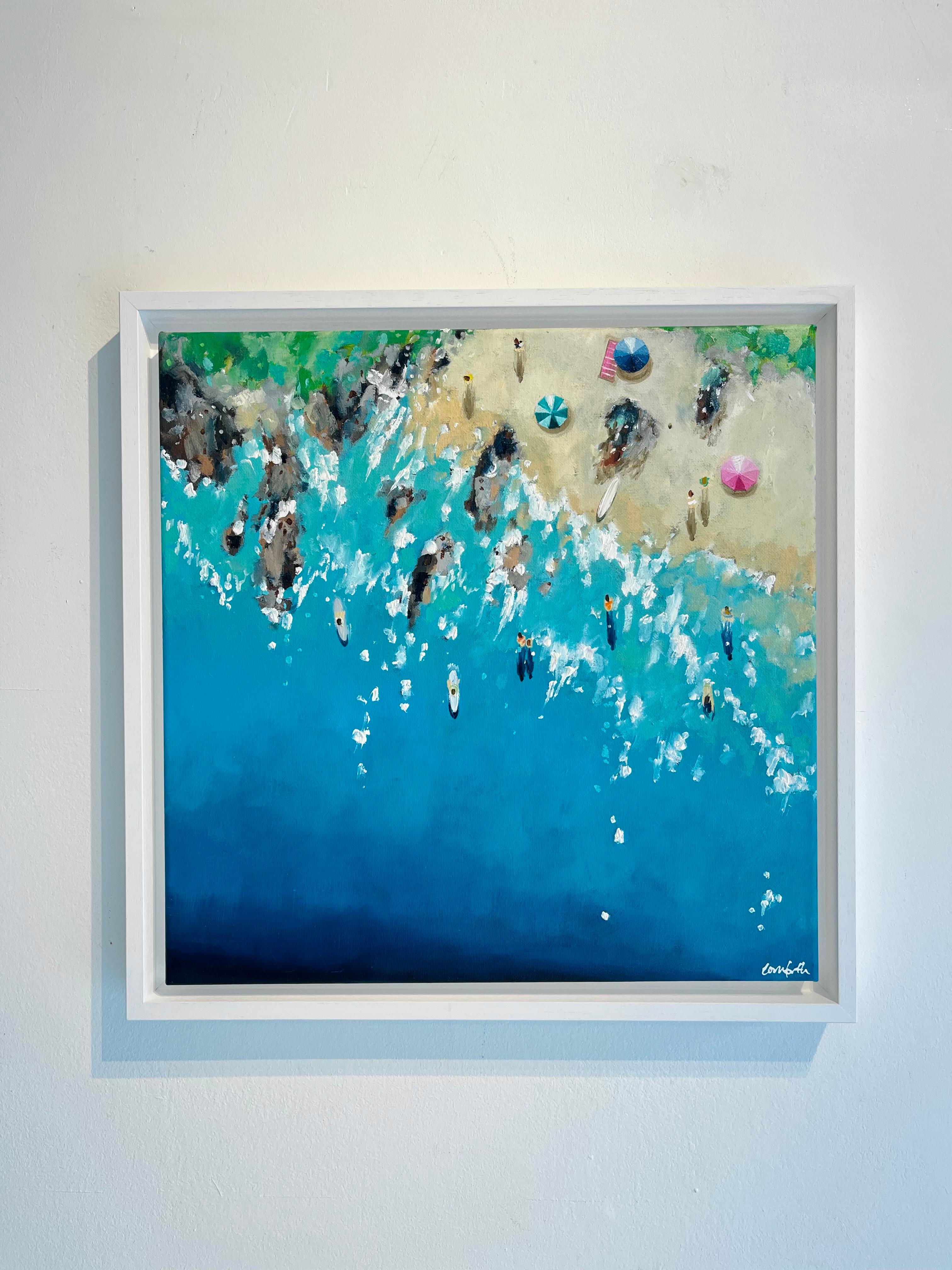 Greenaway Beach-original impressionism ocean seascape painting-contemporary Art - Painting by Lenny Cornforth