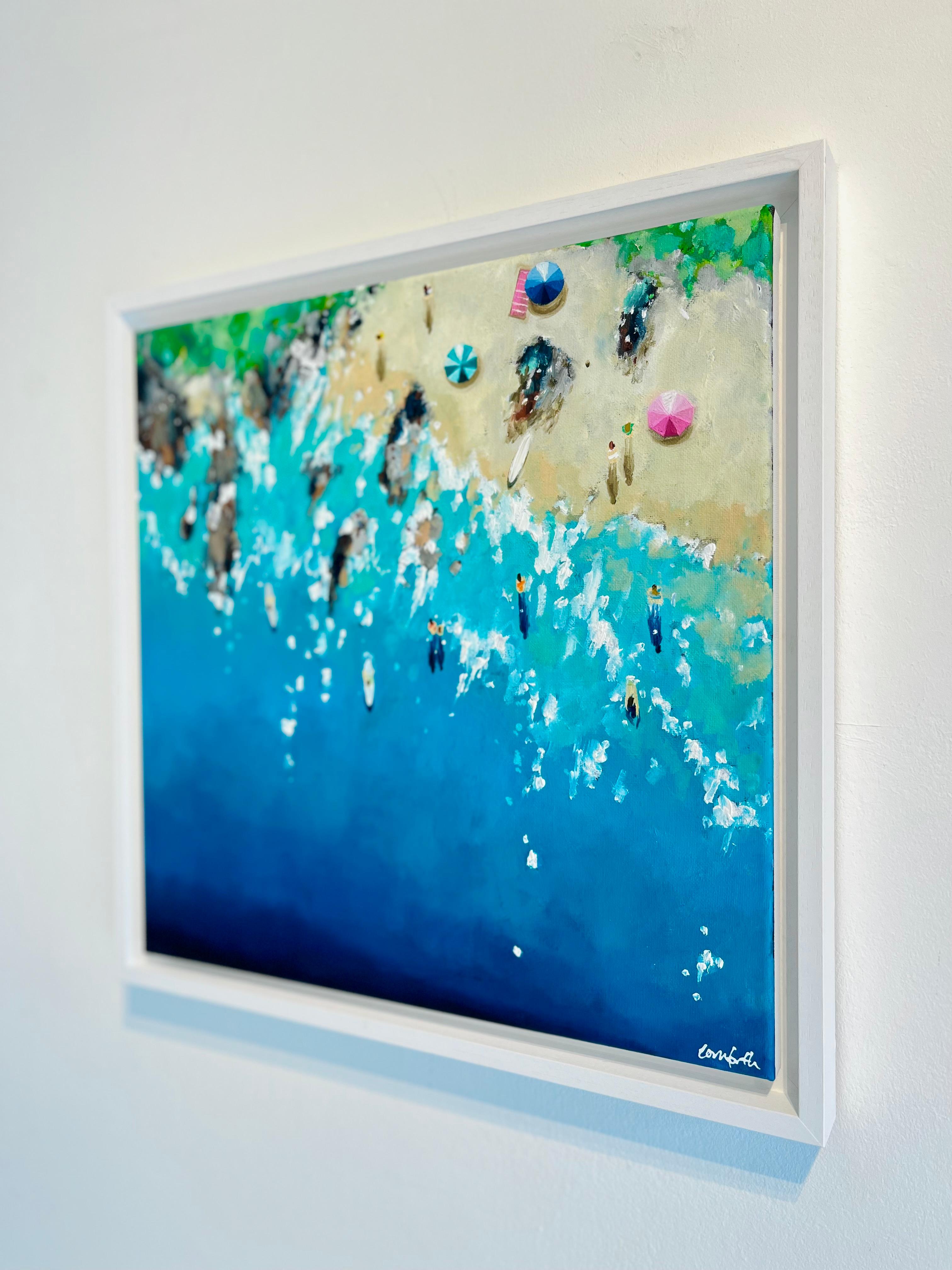 Greenaway Beach-original impressionism ocean seascape painting-contemporary Art - Realist Painting by Lenny Cornforth