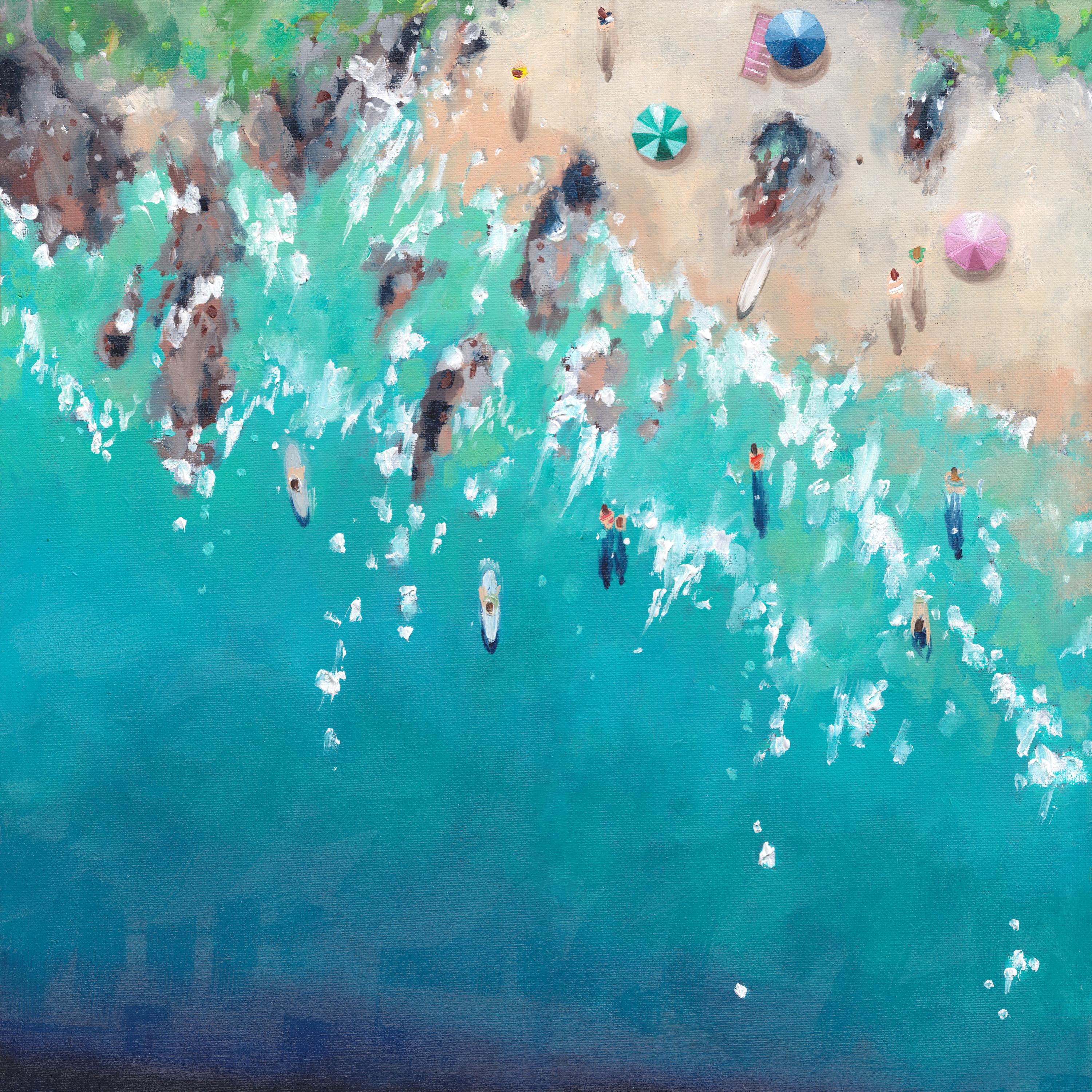 Lenny Cornforth Landscape Painting – Greenaway Beach-Original-Impressionismus-Ozean-Landschaftsmalerei-Gegenwartskunst