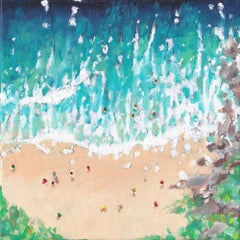 Used Mini Shoreline-original impressionism Cornish seascape painting-CONTEMPORARY Art
