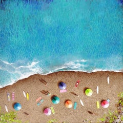 Pebble Beach-Blue -original minimalism oil painting-contemporary seascape Art
