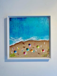 Pebble Beach-Blue, Original Oil on Canvas, Contemporary Seascape painting