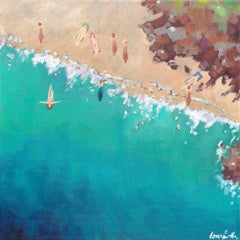 Pedn Fundador-impresionismo original paisaje marino costa pintura-arte contemporáneo