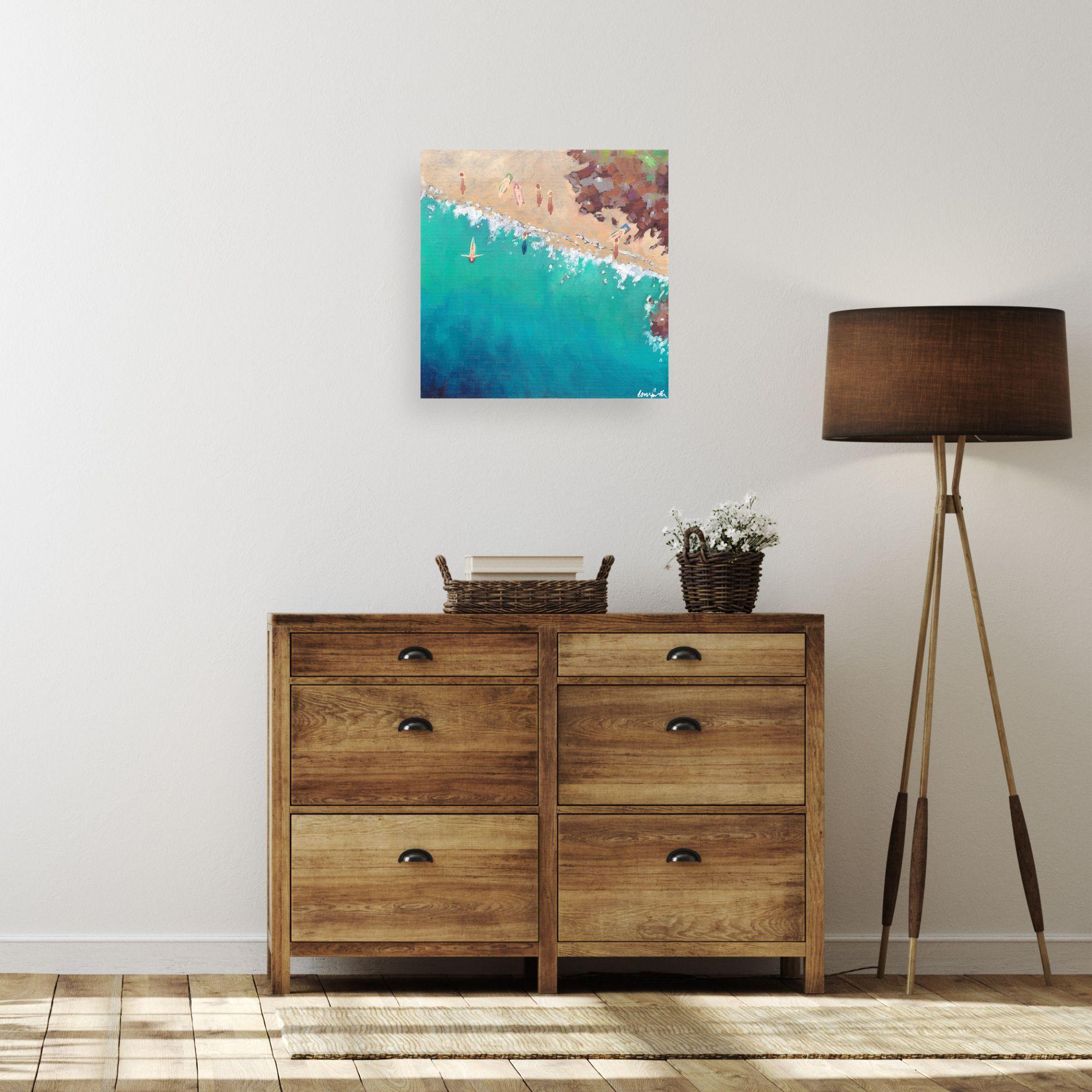 Pedn Founder-original seascape impressionism coast painting-contemporary Art - Painting by Lenny Cornforth