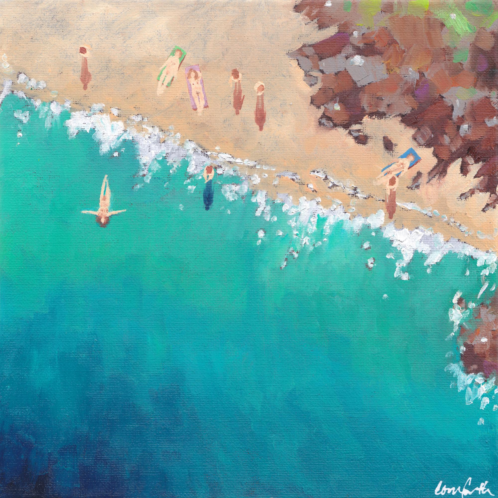 Lenny Cornforth Landscape Painting - Pedn Founder-original seascape impressionism coast painting-contemporary Art