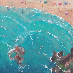 Perranporth - contemporary figurative realism original artwork seascape coast