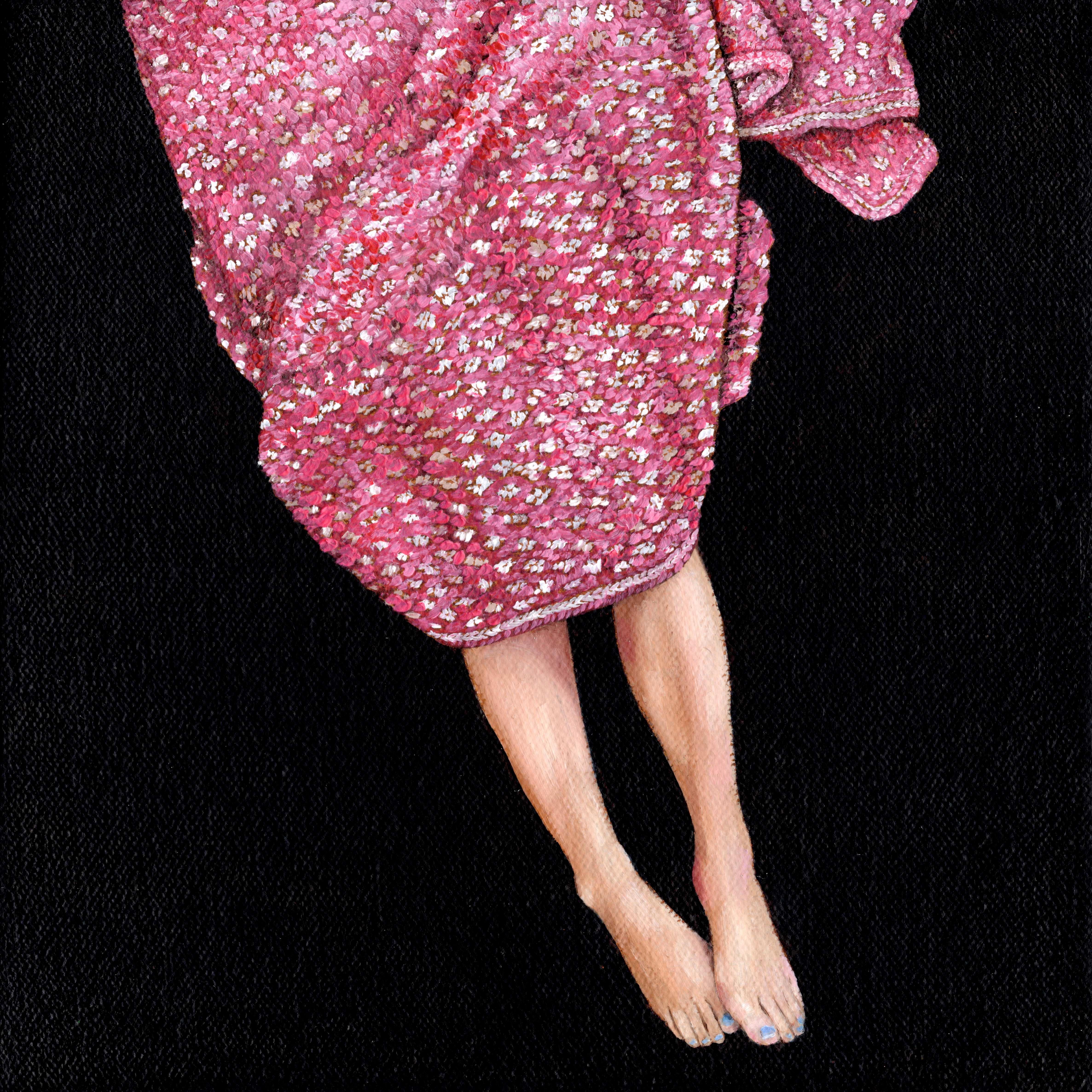 Lenny Cornforth Figurative Painting – Pink Blanket - original zeitgenössisches kunstwerk - figuratives ölgemälde
