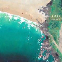 Polzeath Beach - contemporary realism original oil artwork seascape coastal art