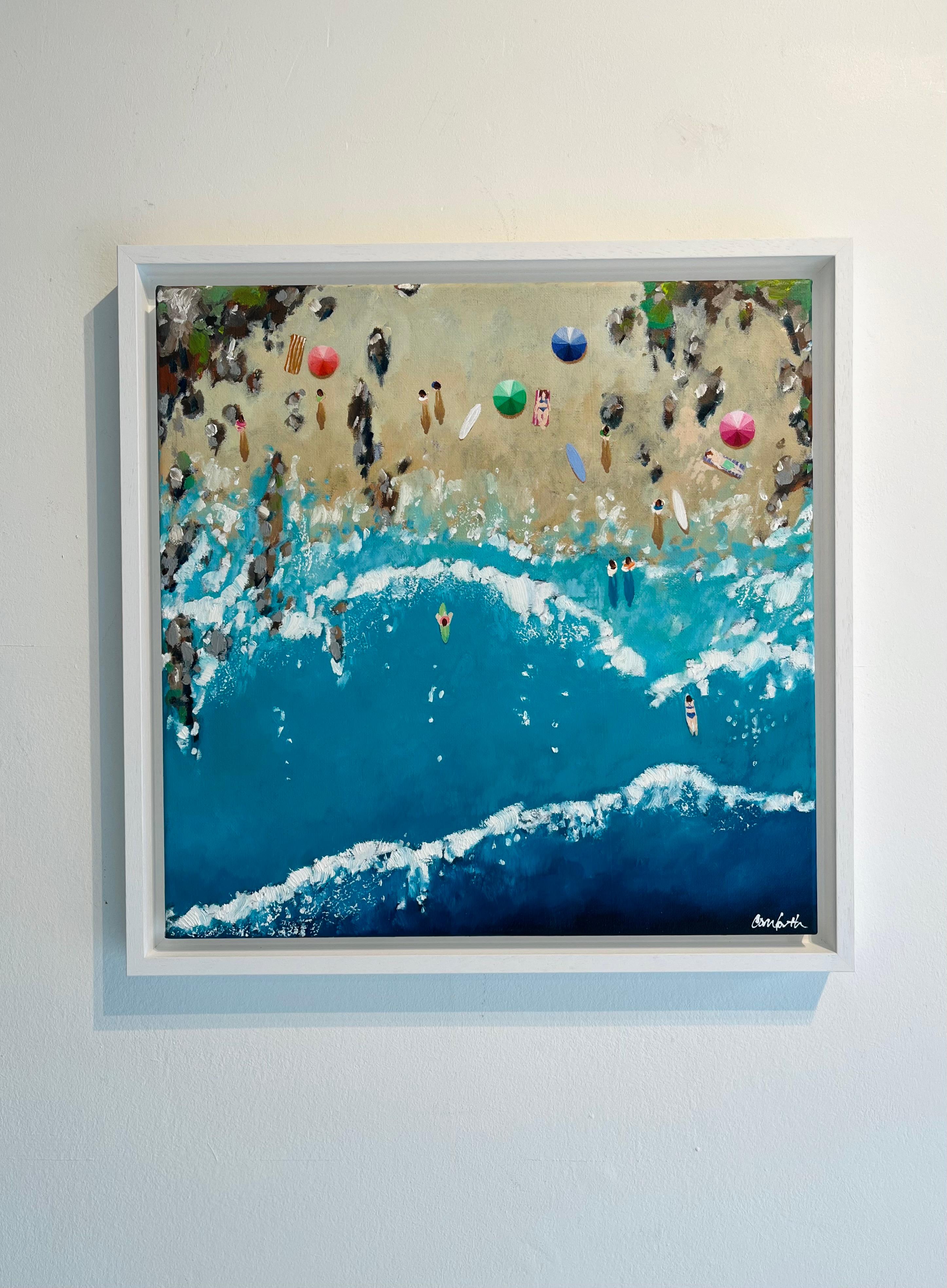 Rollende Wellen-ORIGINAL IMPRESSIONISMUS FIGURATIVE Seelandschaft Gemälde-zeitgenössisch  – Painting von Lenny Cornforth