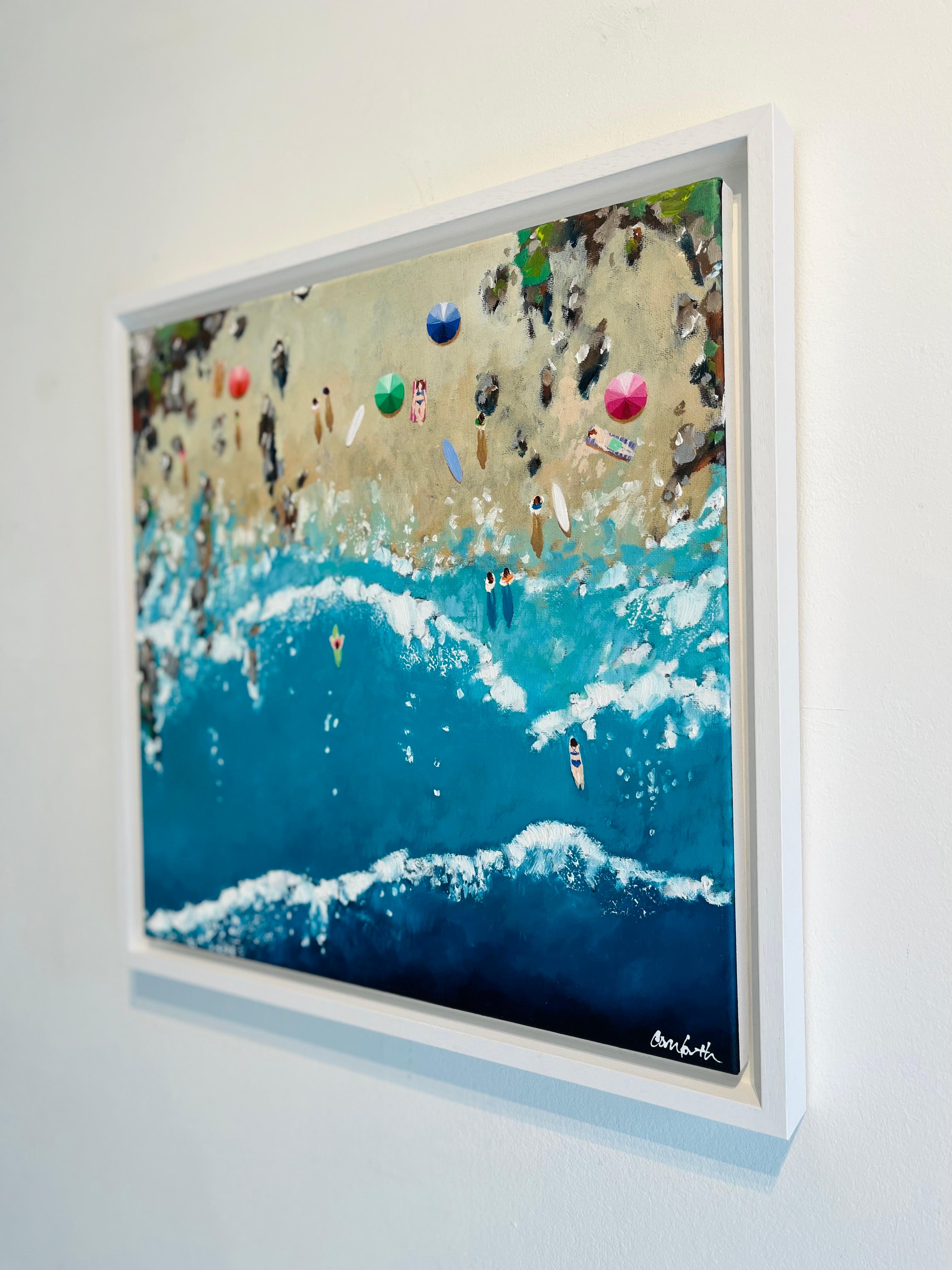 Rollende Wellen-ORIGINAL IMPRESSIONISMUS FIGURATIVE Seelandschaft Gemälde-zeitgenössisch  (Realismus), Painting, von Lenny Cornforth