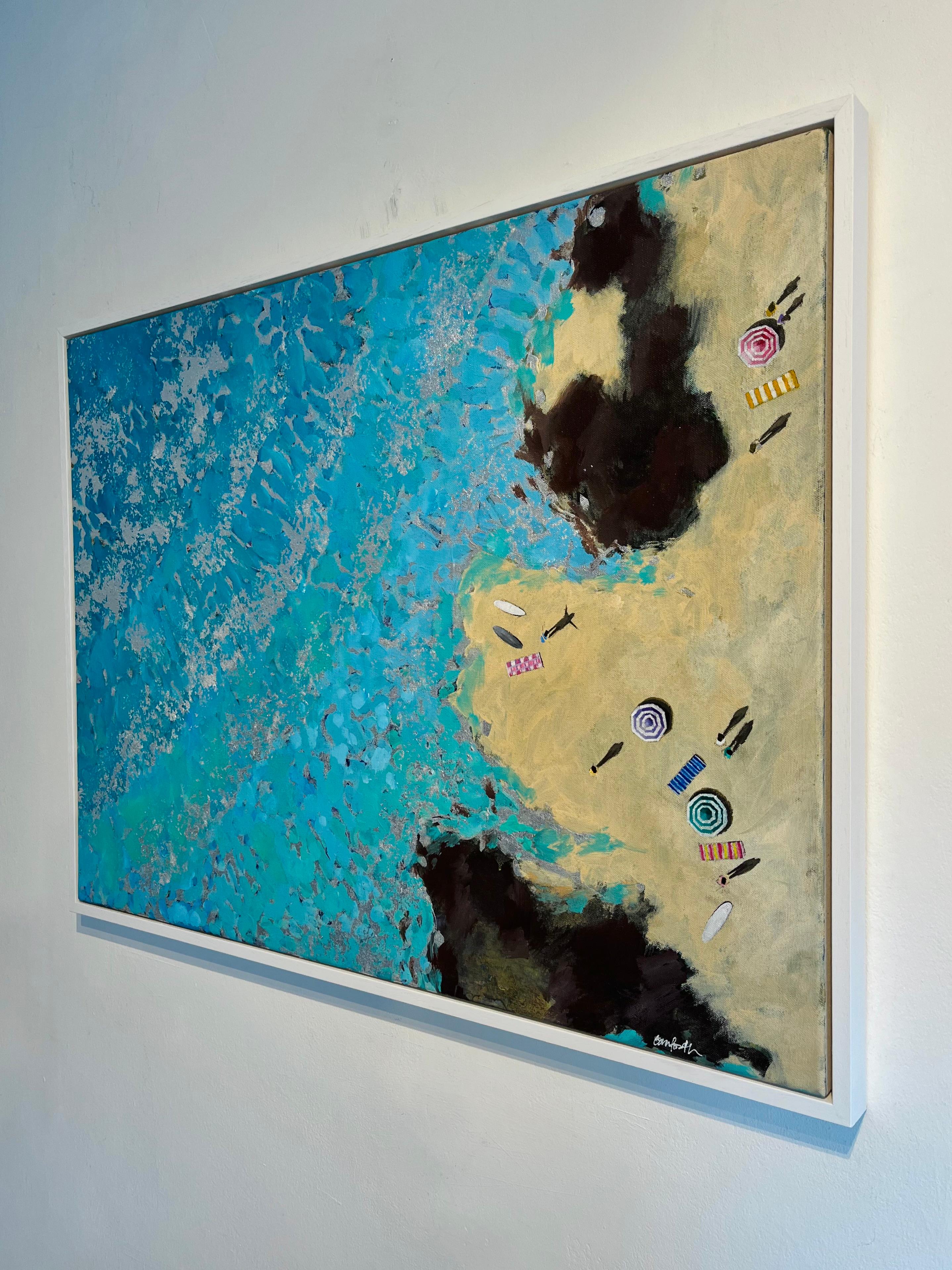 Silver Ripples-Pinturas al óleo originales de paisajes marinos impresionistas-Arte contemporáneo - Painting Realista de Lenny Cornforth